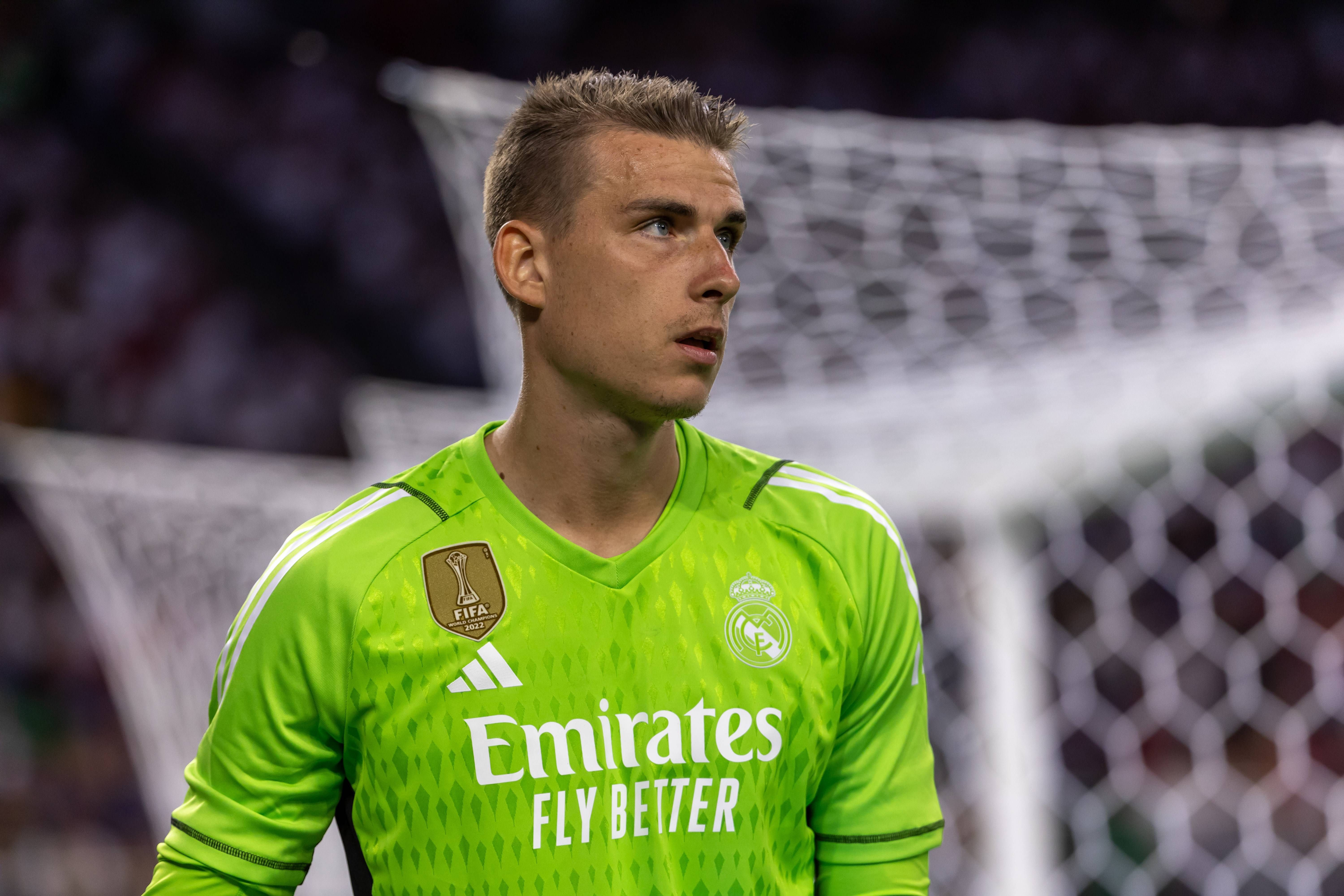  Andrea Lunin, en un partido con el Real Madrid.