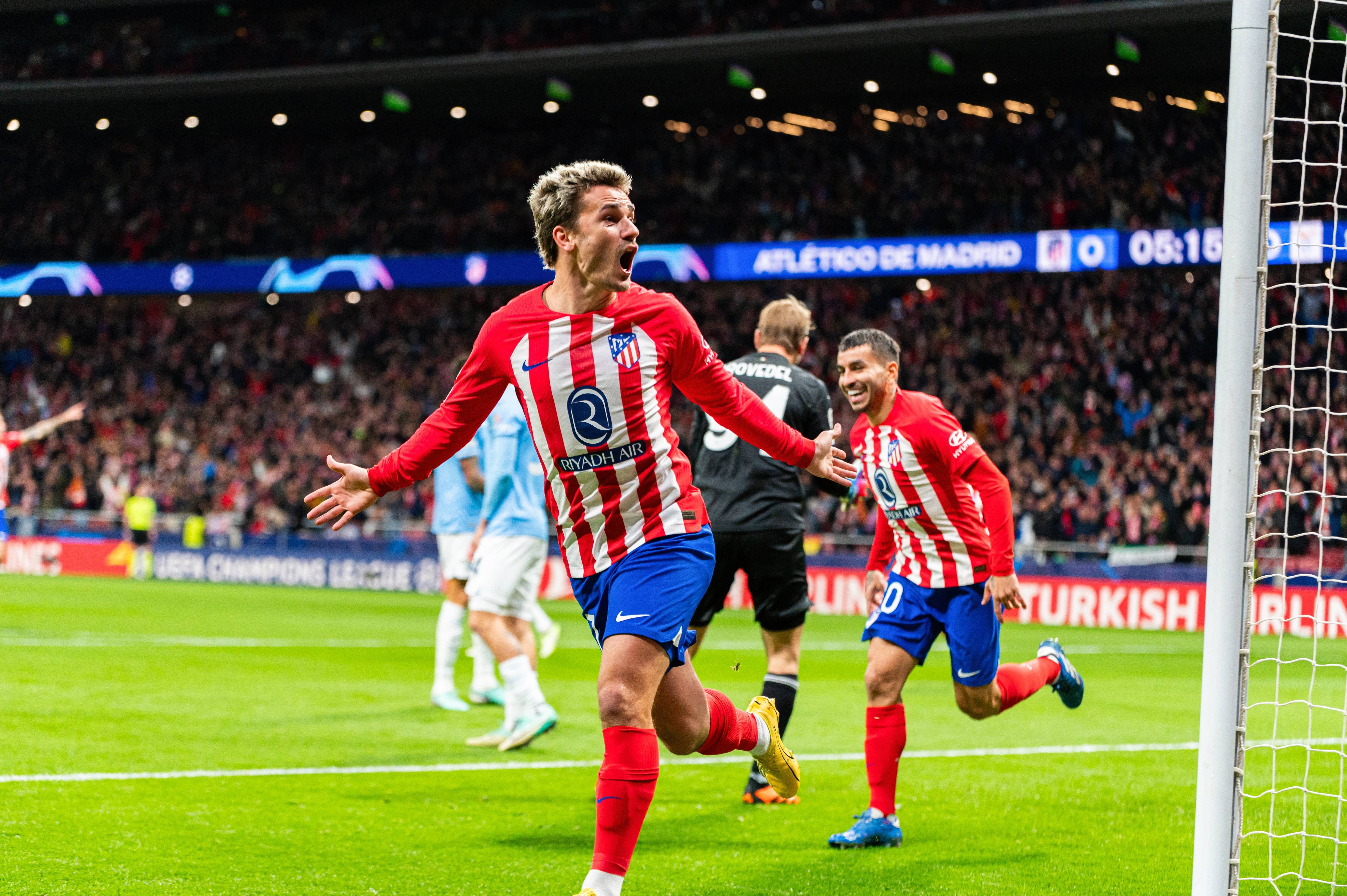  Antoine Griezmann celebrando su gol a la Lazio en Champions.