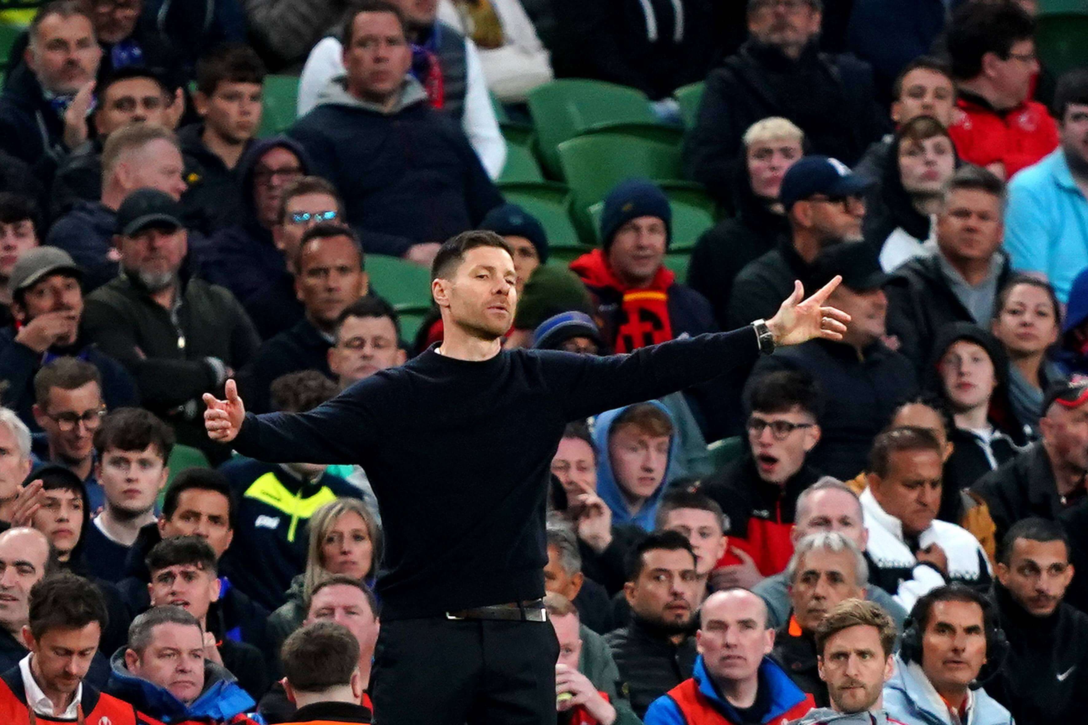 Xabi Alonso se lamenta en la final de la Europa League Atalanta-Bayer Leverkusen (Foto: Cordon Pres