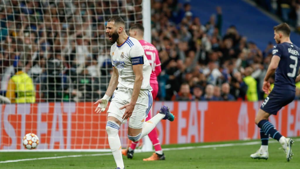 Karim Benzema celebrando un gol contra el Manchester City (Fuente: Europa Press)