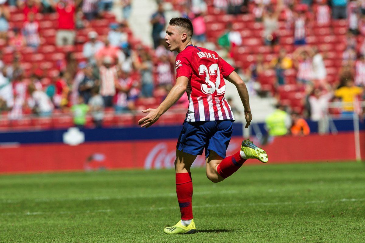 Borja Garcés celebra su gol en el Eibar-Atlético.