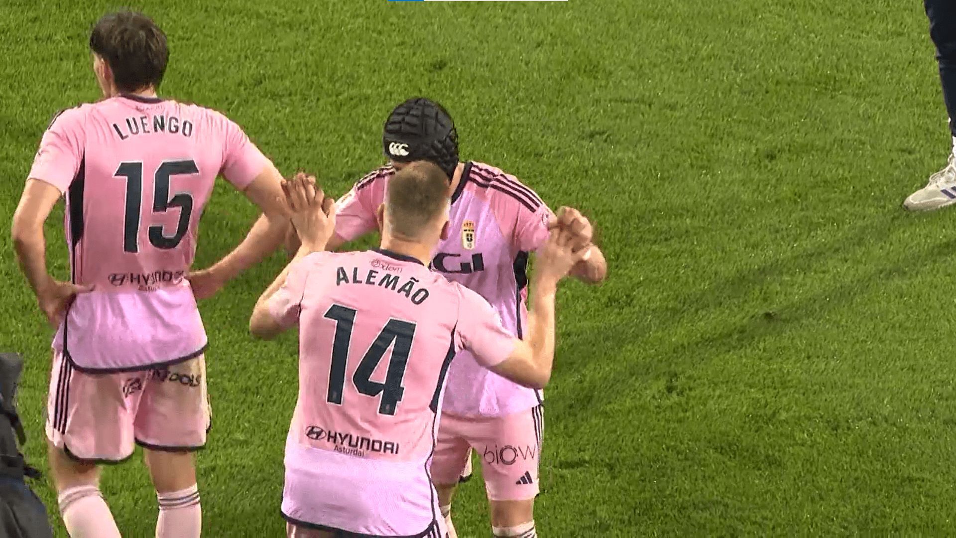 Alemao y Luismi en la celebración del Oviedo