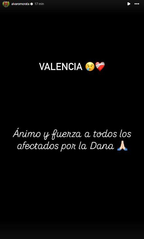 Álvaro Morata y su mensaje de ánimo a las víctimas de la DANA
