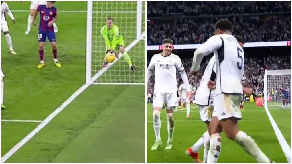 Captura gol fantasma y celebración de Jude Bellingham con Lucas Vázquez (fuente LALIGA).