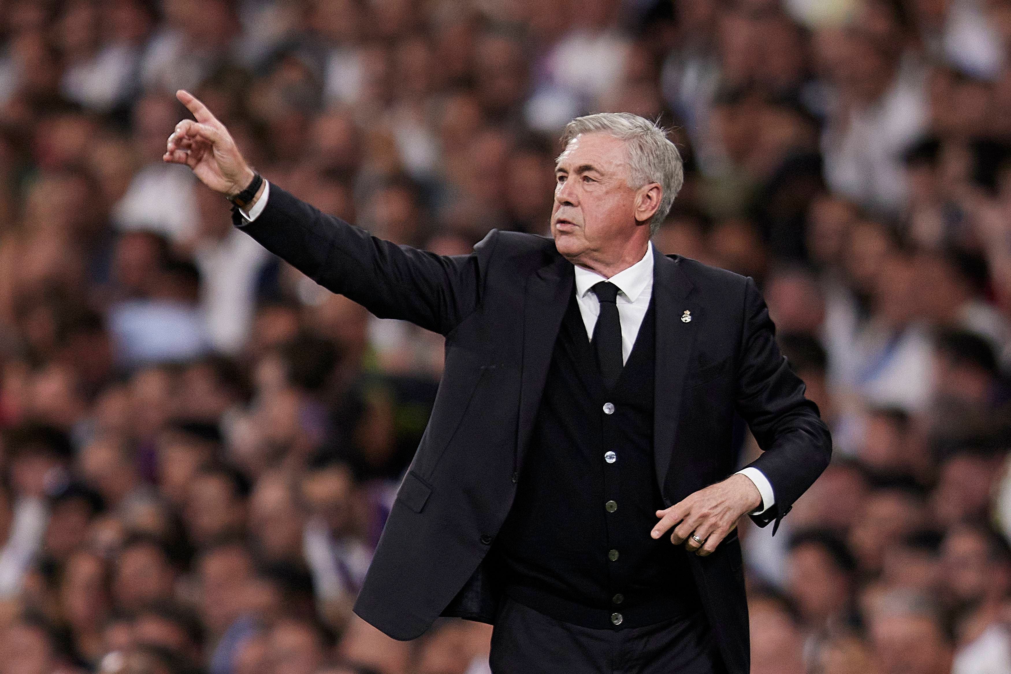 Carlo Ancelotti, en el banquillo del Bernabéu contra el City.