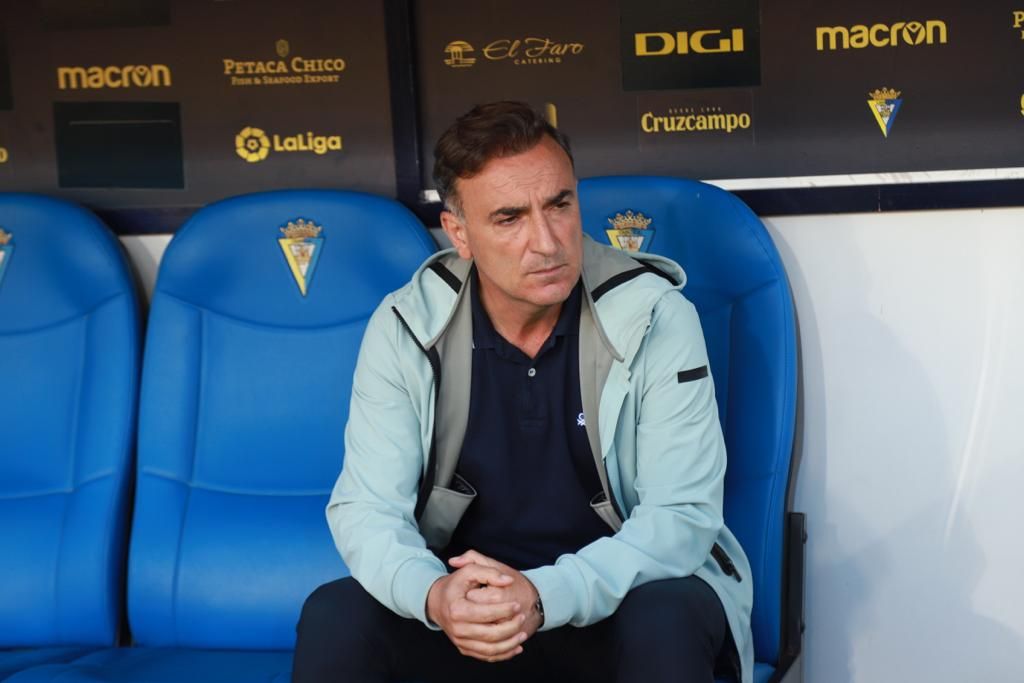 Carvalhal, en el banquillo del Celta en el Nuevo Mirandilla (Foto: Cristo García).