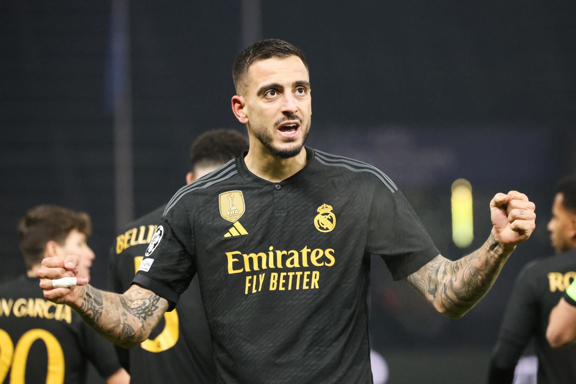 Joselu celebra su gol en el Unión Berlín-Real Madrid (FOTO: Cordón Press).