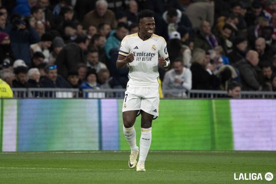  Vinicius celebra su gol en el Real Madrid-Girona.