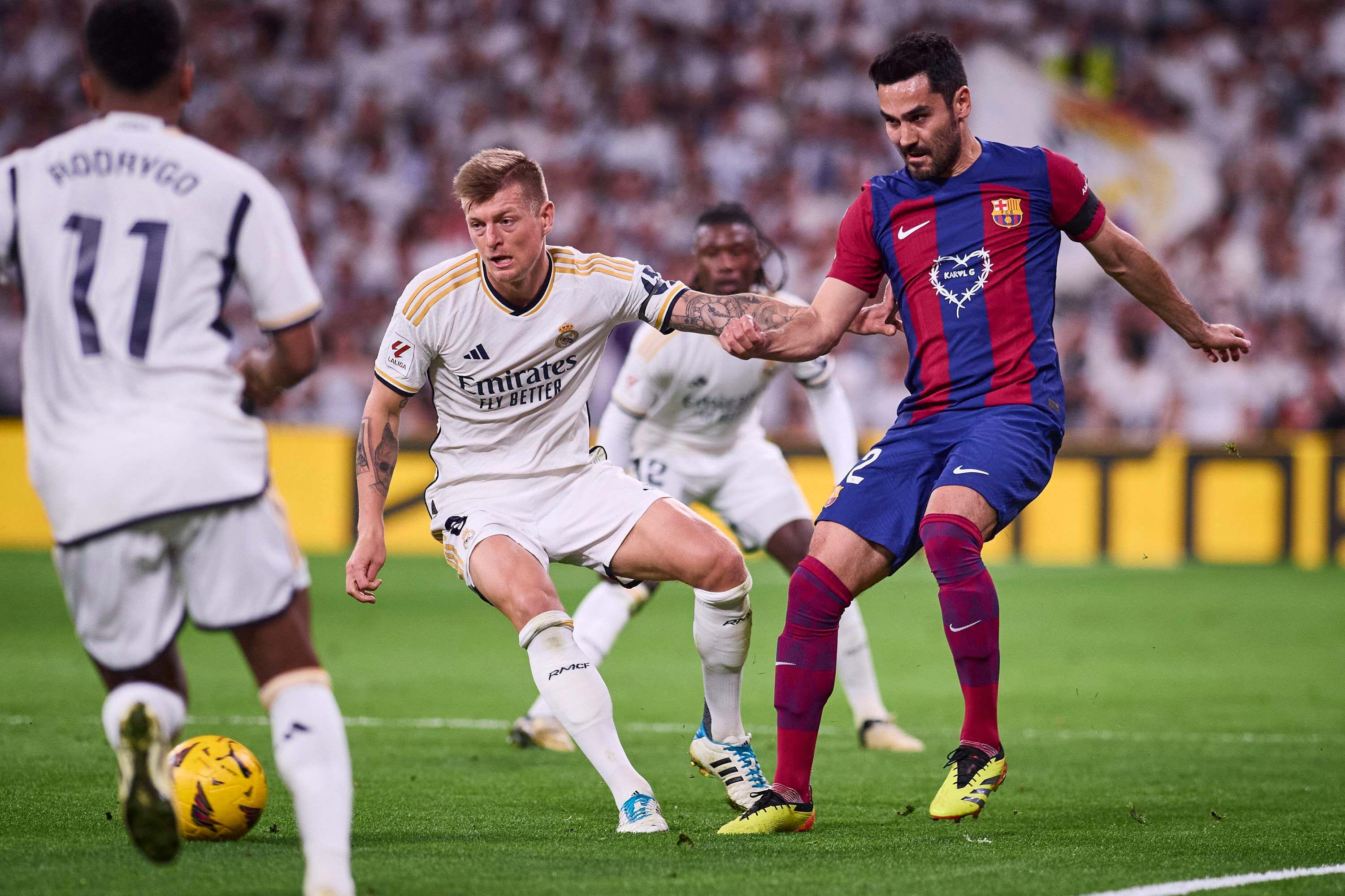 Toni Kroos e Ilkay Gündogan, en el Barça-Madrid.
