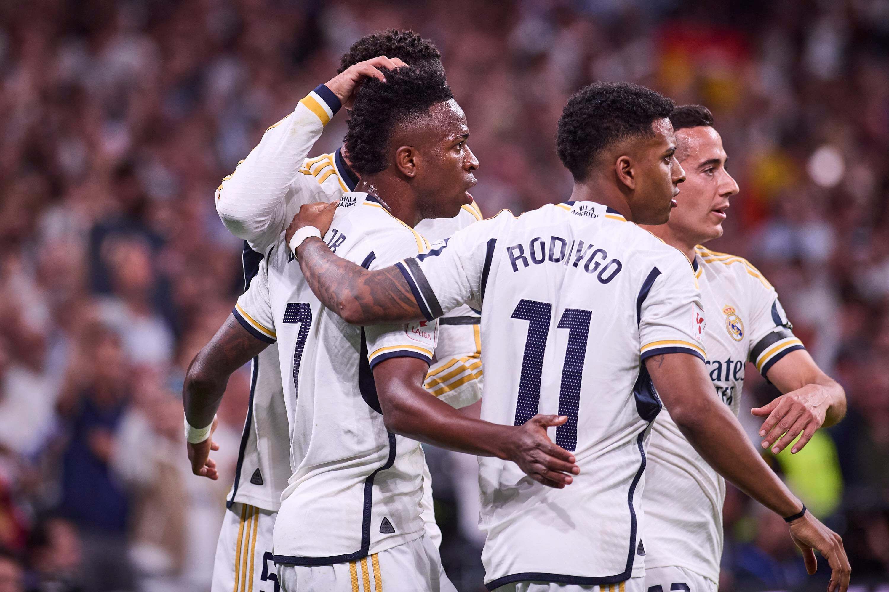 Vinicius Jr. celebra su gol en el Barça-Madrid.