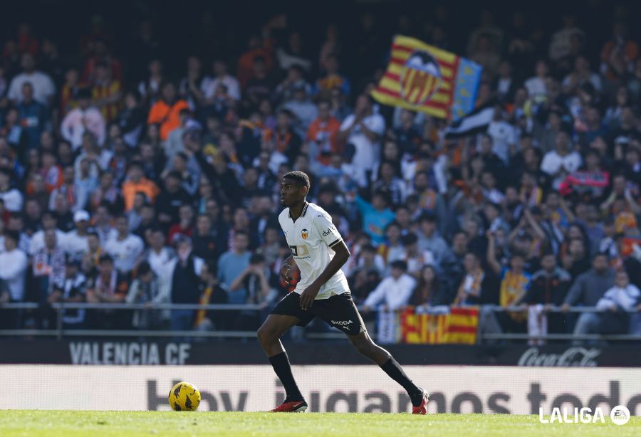 Cristhian Mosquera, ante la UD Almería.