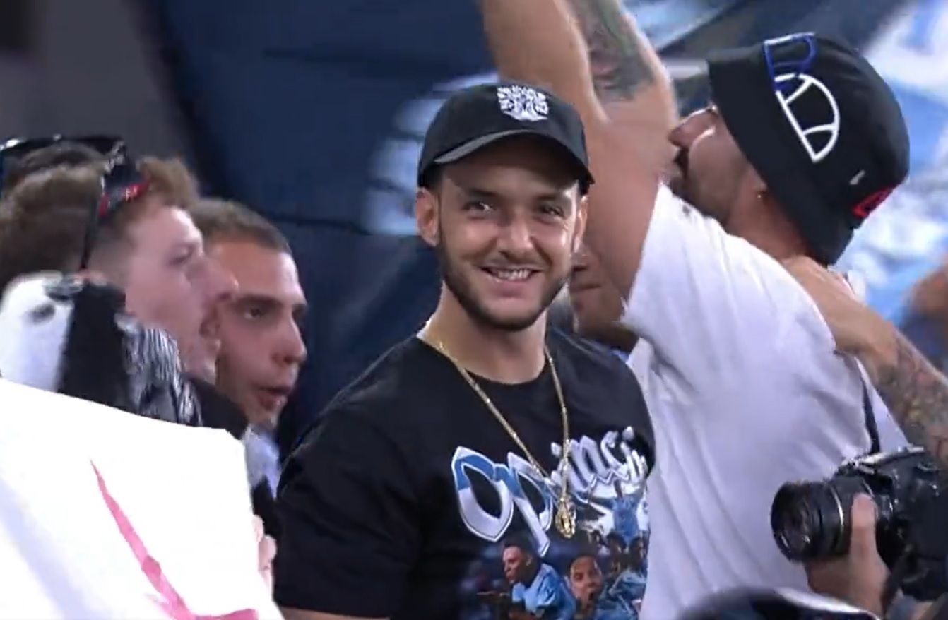 C. Tangana, en la grada de animación de Balaídos.