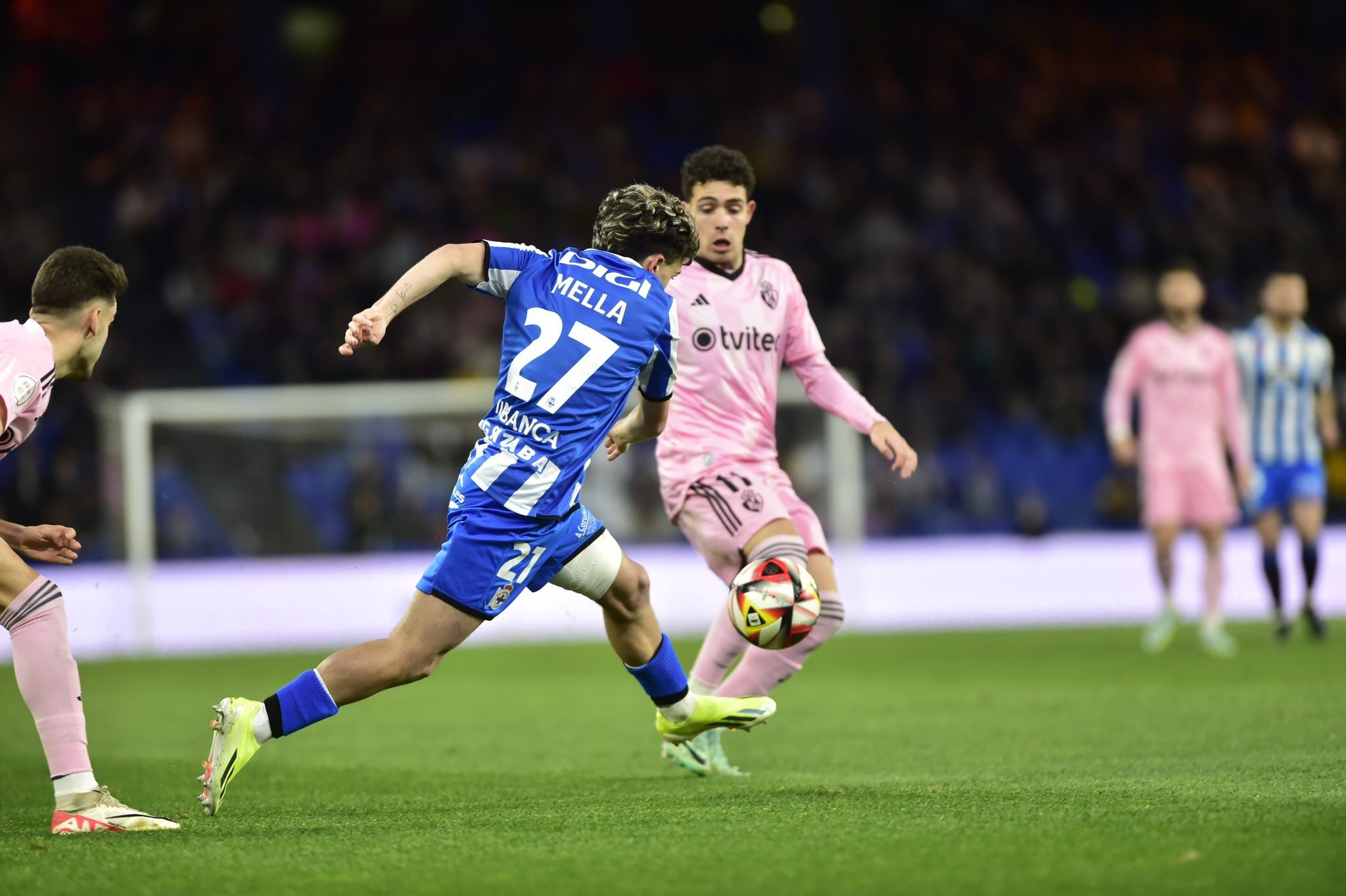 David Mella, durante el Dépor - Ponferradina de la presente temporada.