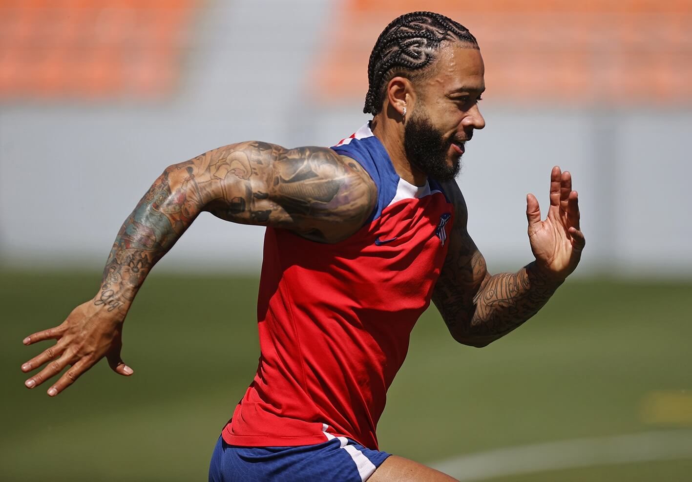  Memphis Depay, en una sesión del Atlético.