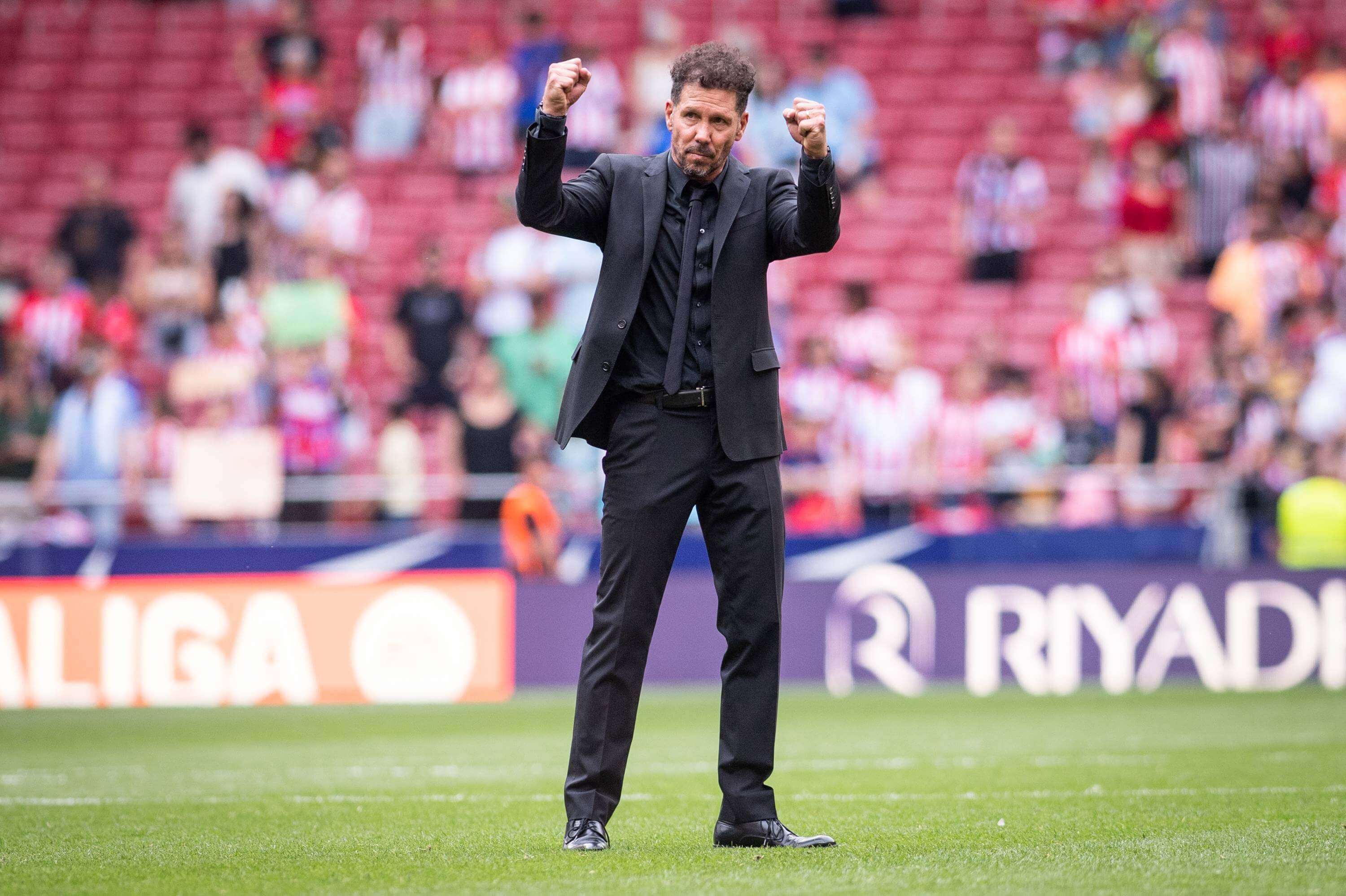  Diego Pablo Simeone celebra el triunfo en el Atlético de Madrid-Celta.