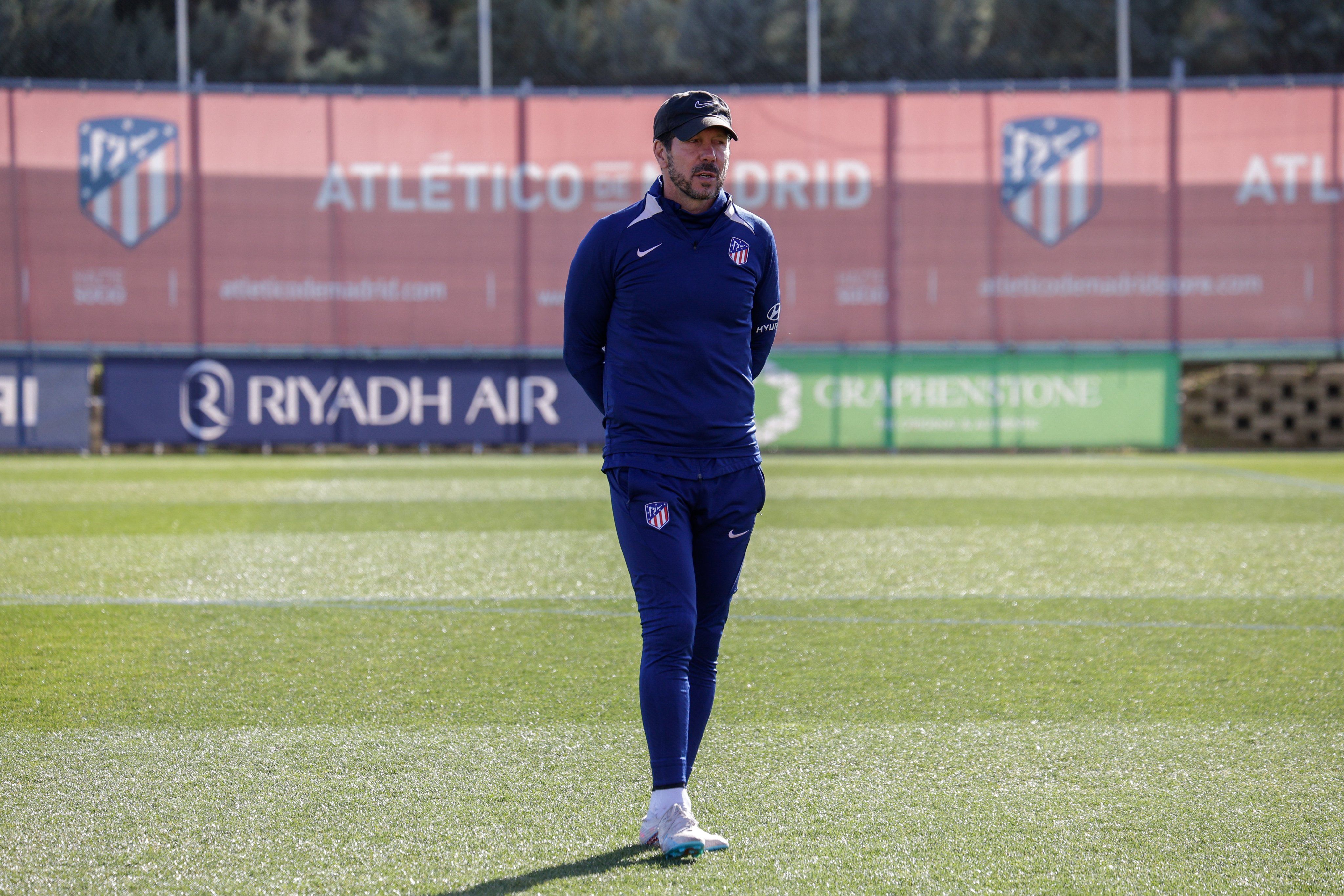 Diego Pablo Simeone, en un entrenamiento del Atlético.