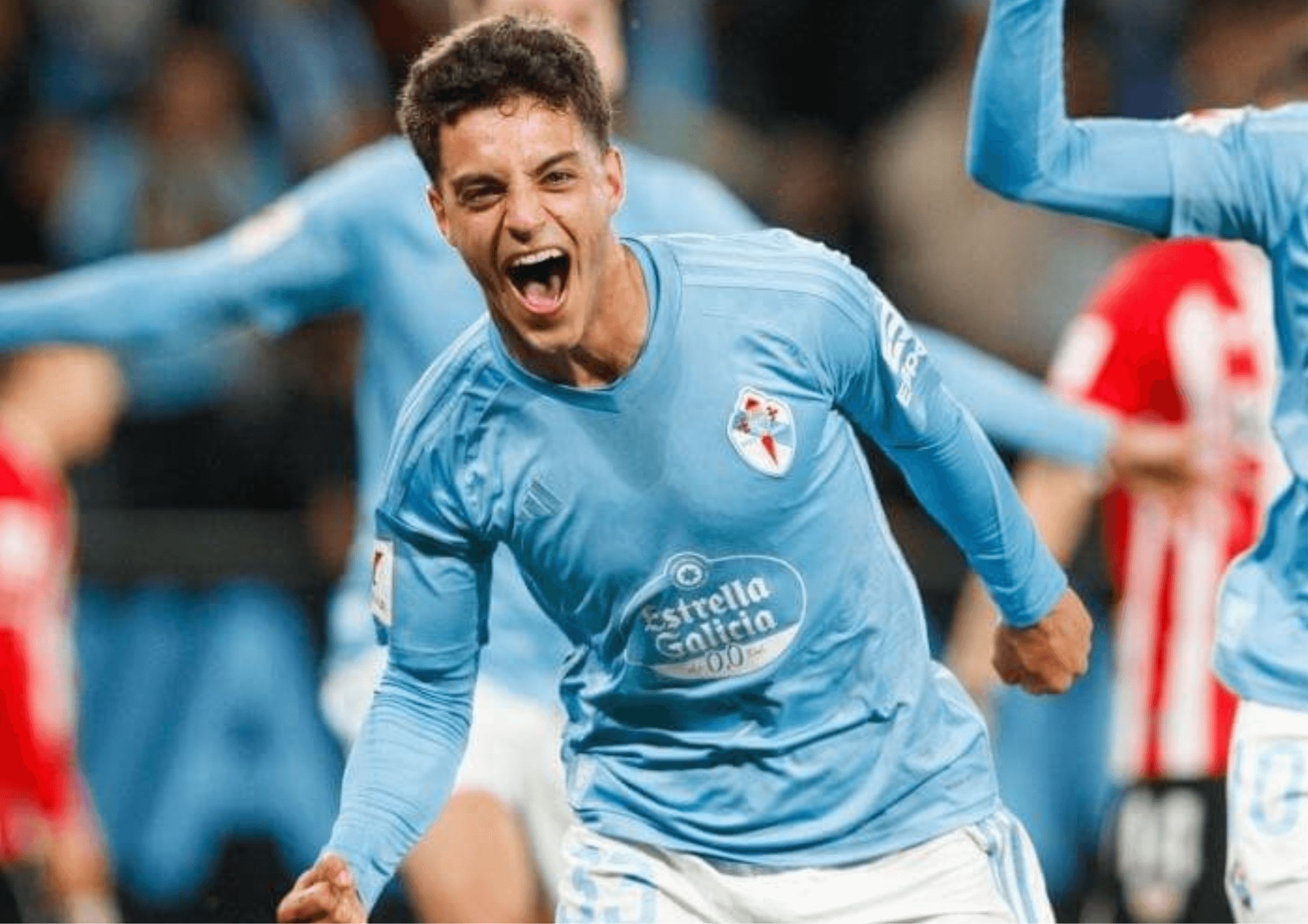  Hugo Álvarez celebra su gol ante el Athletic Club.
