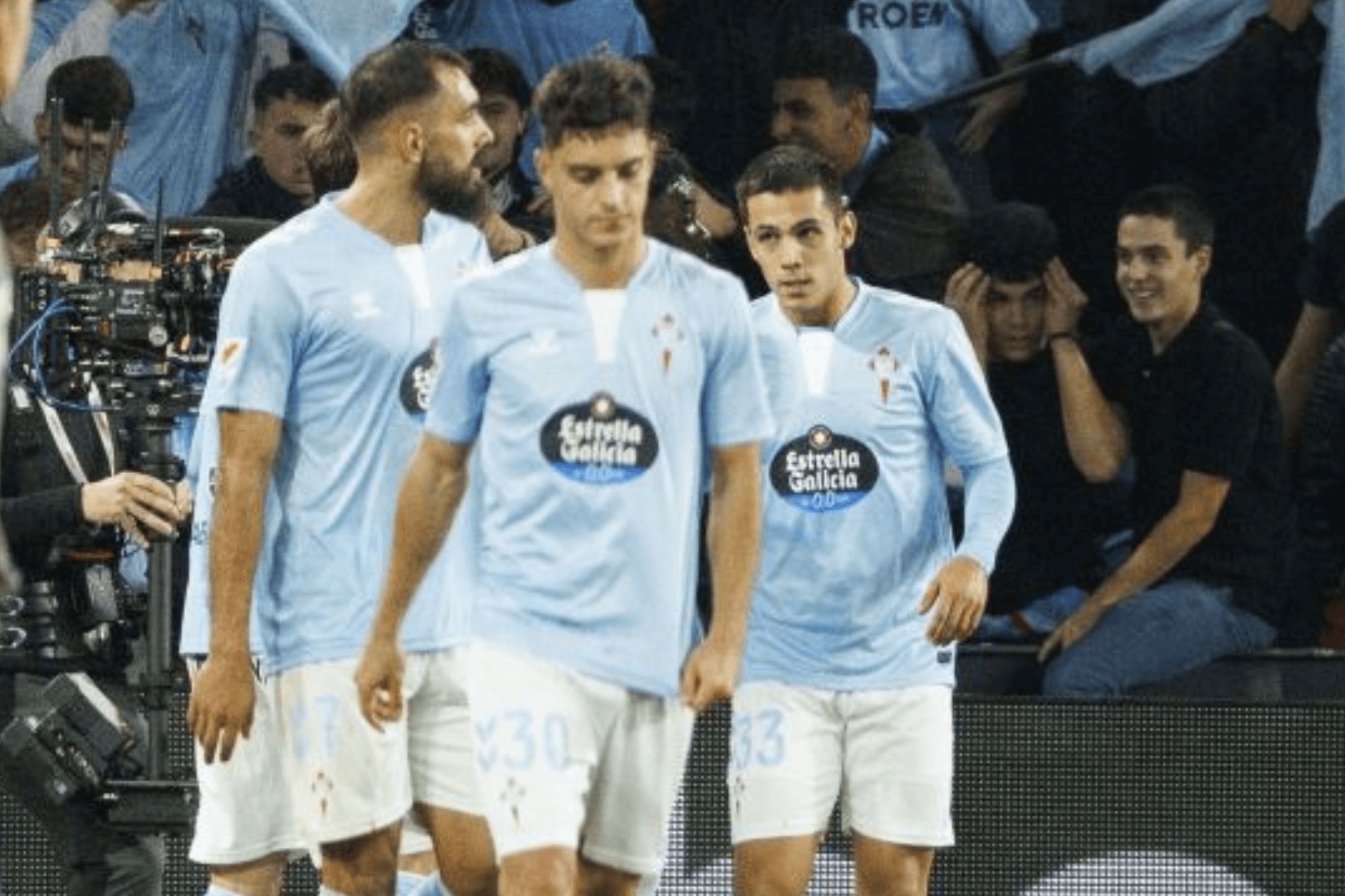  Hugo Álvarez, Sotelo y Borja Iglesias ante el Real Madrid.