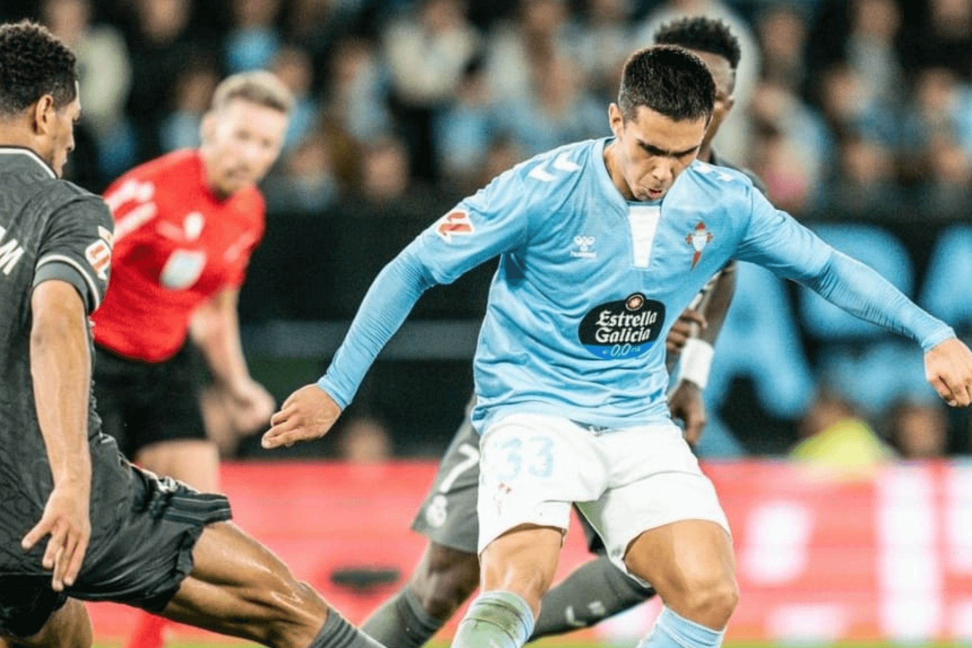 Hugo Sotelo ante el Real Madrid.