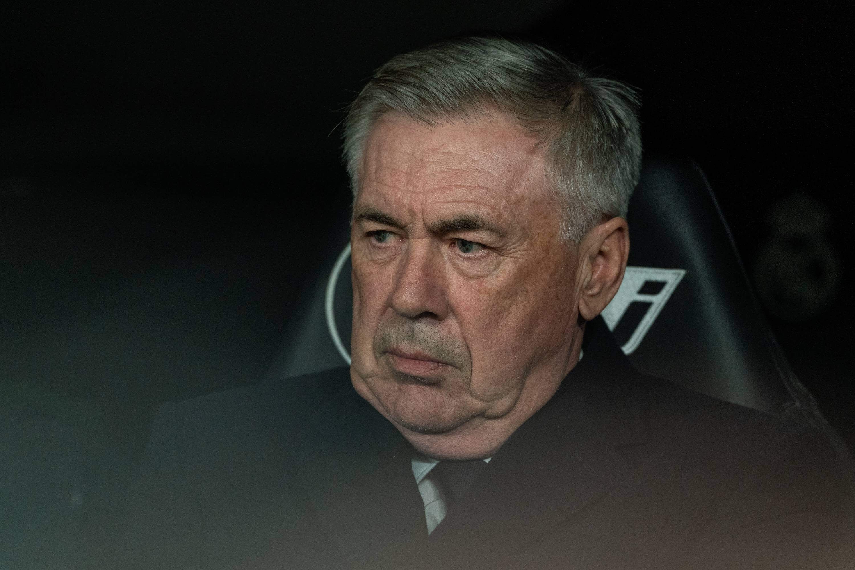 Carlo Ancelotti, en el banquillo del Bernabéu.