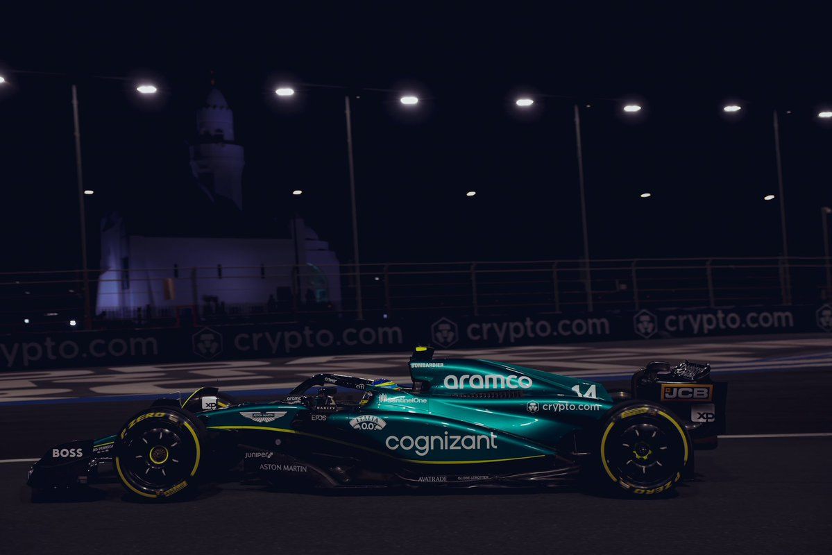 El Aston Martin de Fernando Alonso en los libres de Arabia Saudí.
