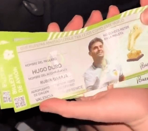 El billete personalizado de Hugo Duro.