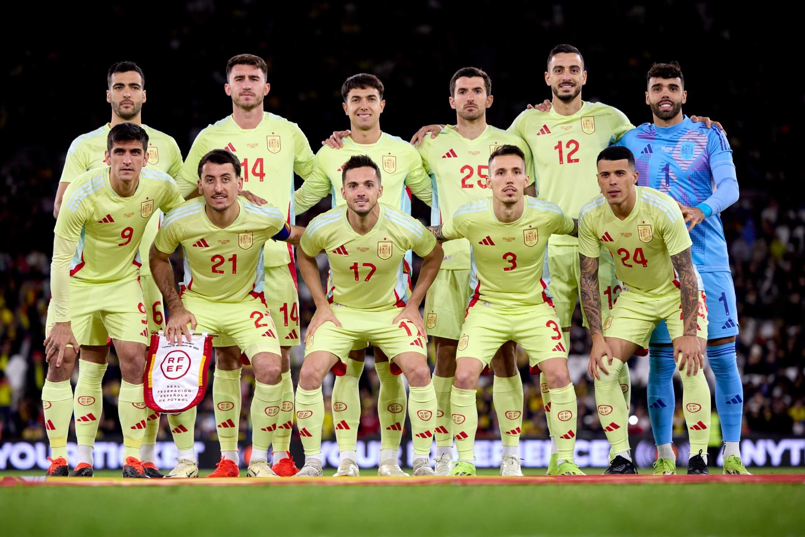  El once de España ante Colombia.
