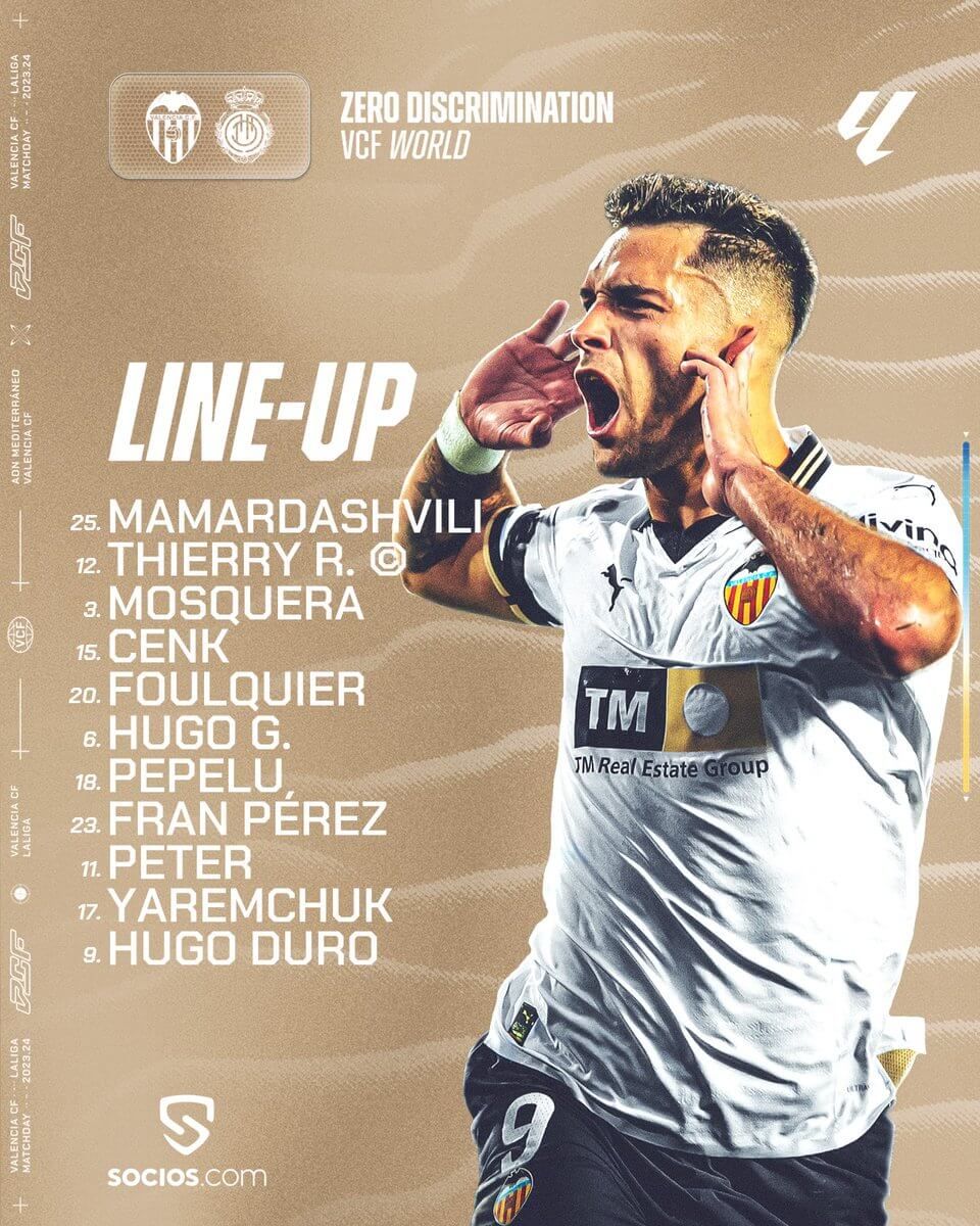  El once titular del Valencia CF.