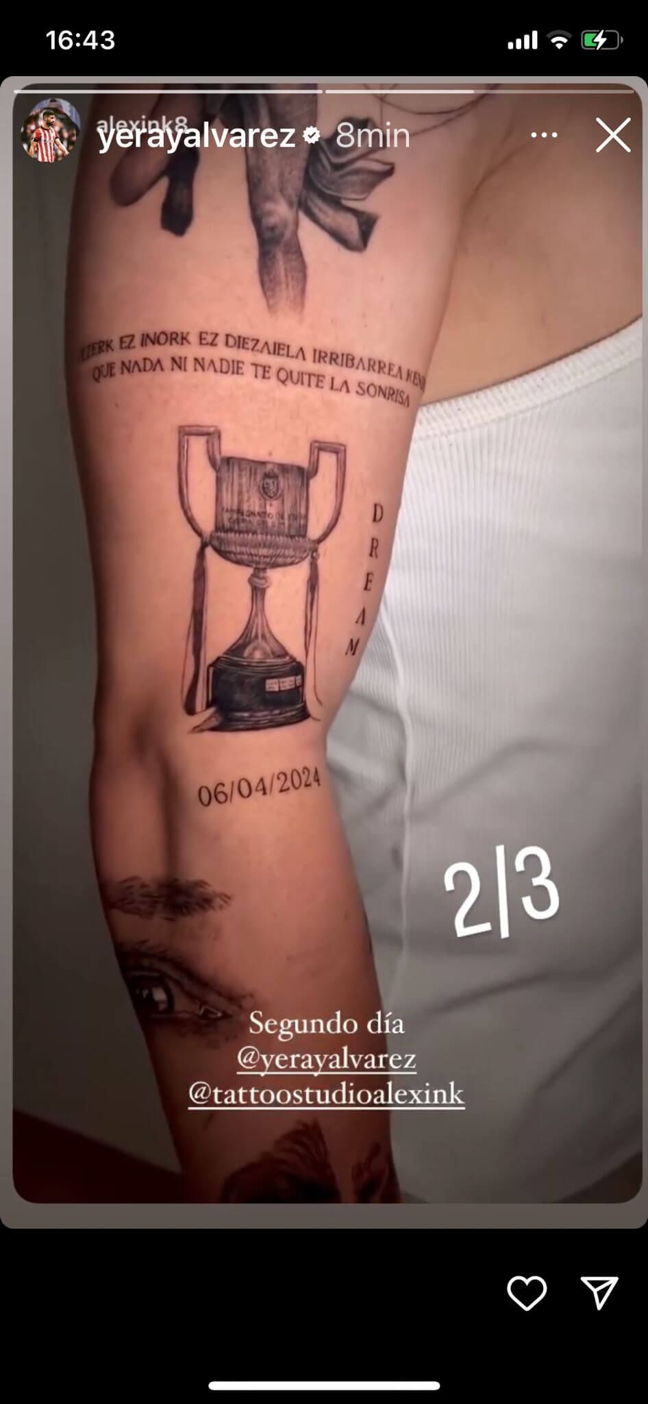  El tatuaje de la Copa del Rey de Yeray Álvarez.