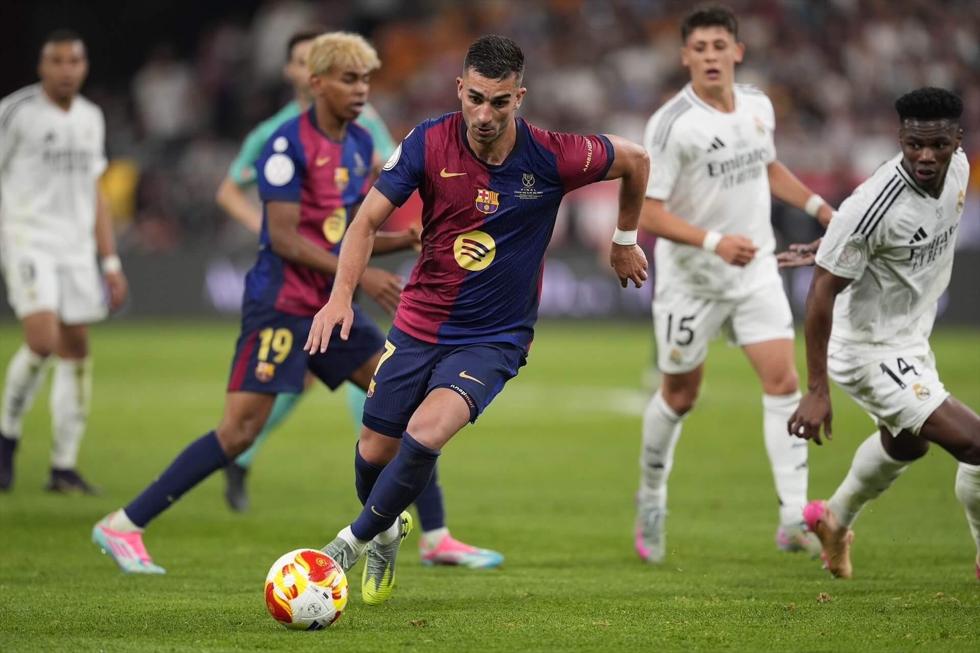  Lamine Yamal, Ferran Torres, Arda Güler y Tchouaméni, en la final de la Copa del Rey (Europa Press)