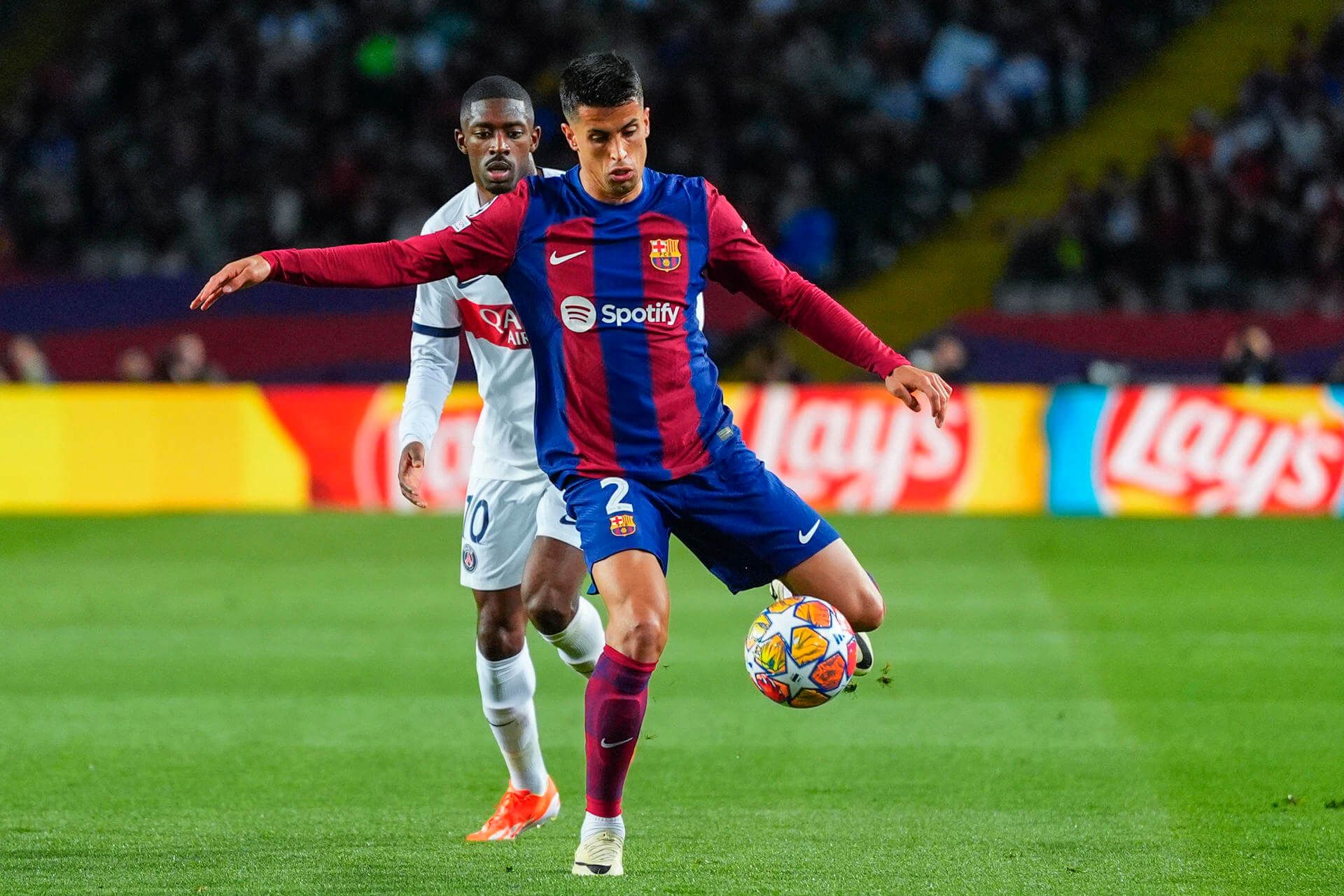  Joao Cancelo, en una ocasión del Barcelona-PSG.