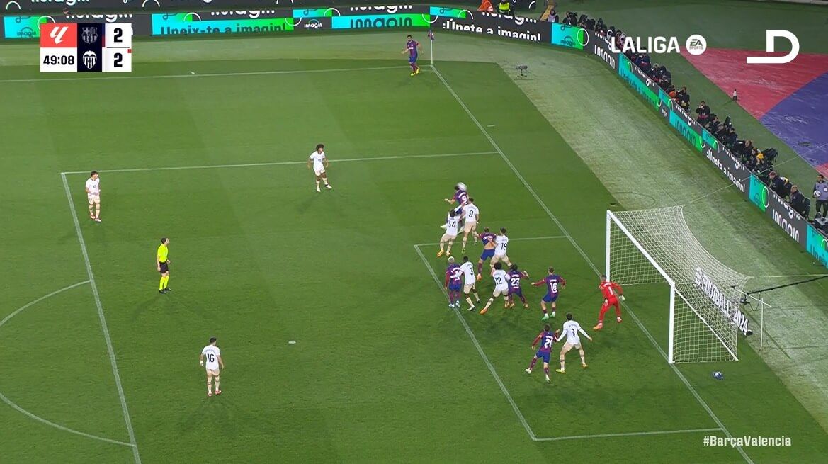  El gol de Lewandowski y la posición adelantada de Fermín en el Barcelona-Valencia.