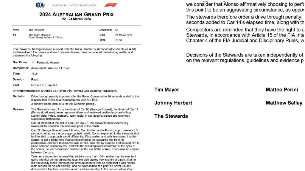  Johnny Herbert firma el comunicado de la sanción a Fernando Alonso (FIA)