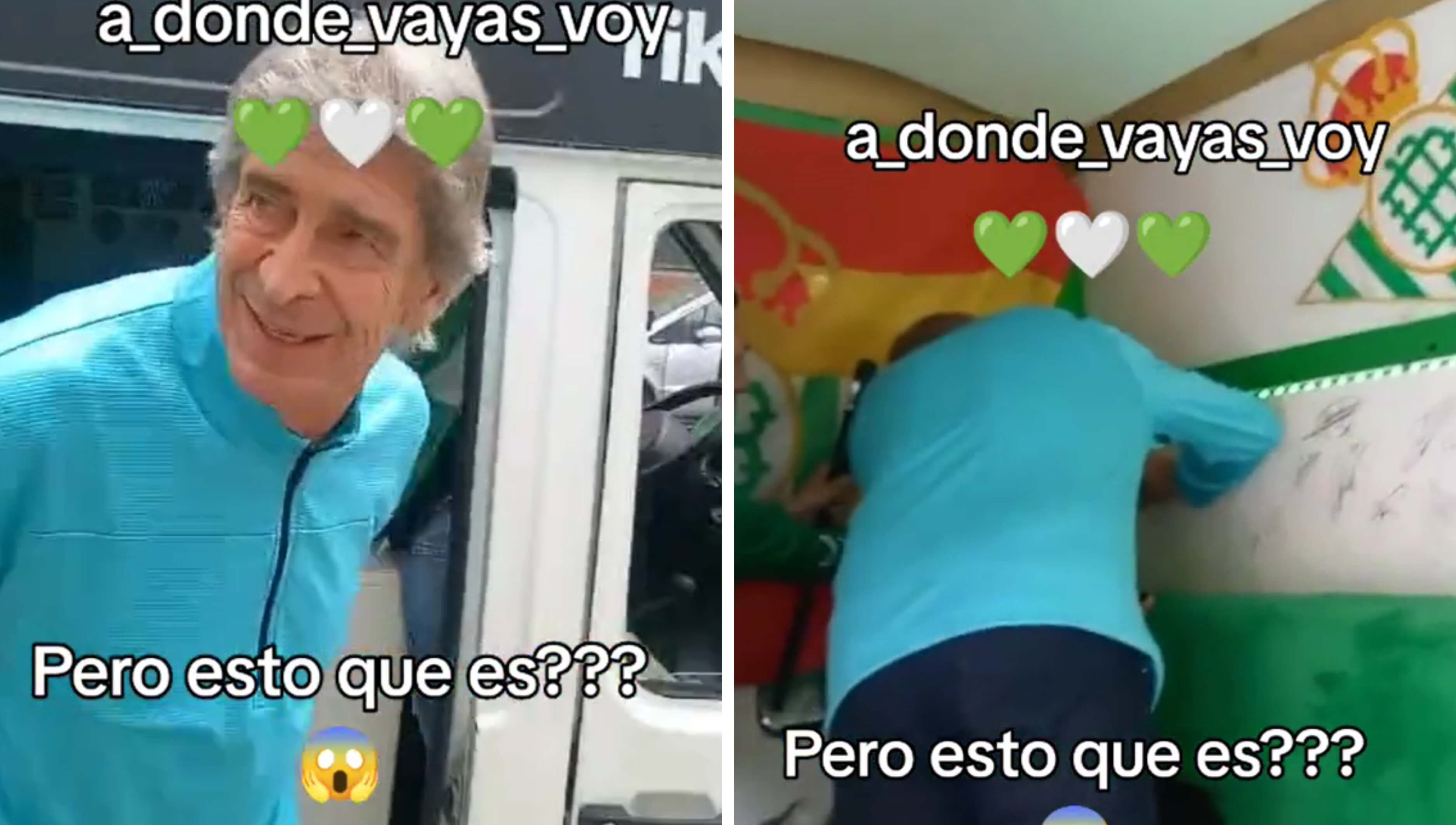 Manuel Pellegrini firma la furgoneta del Real Betis.