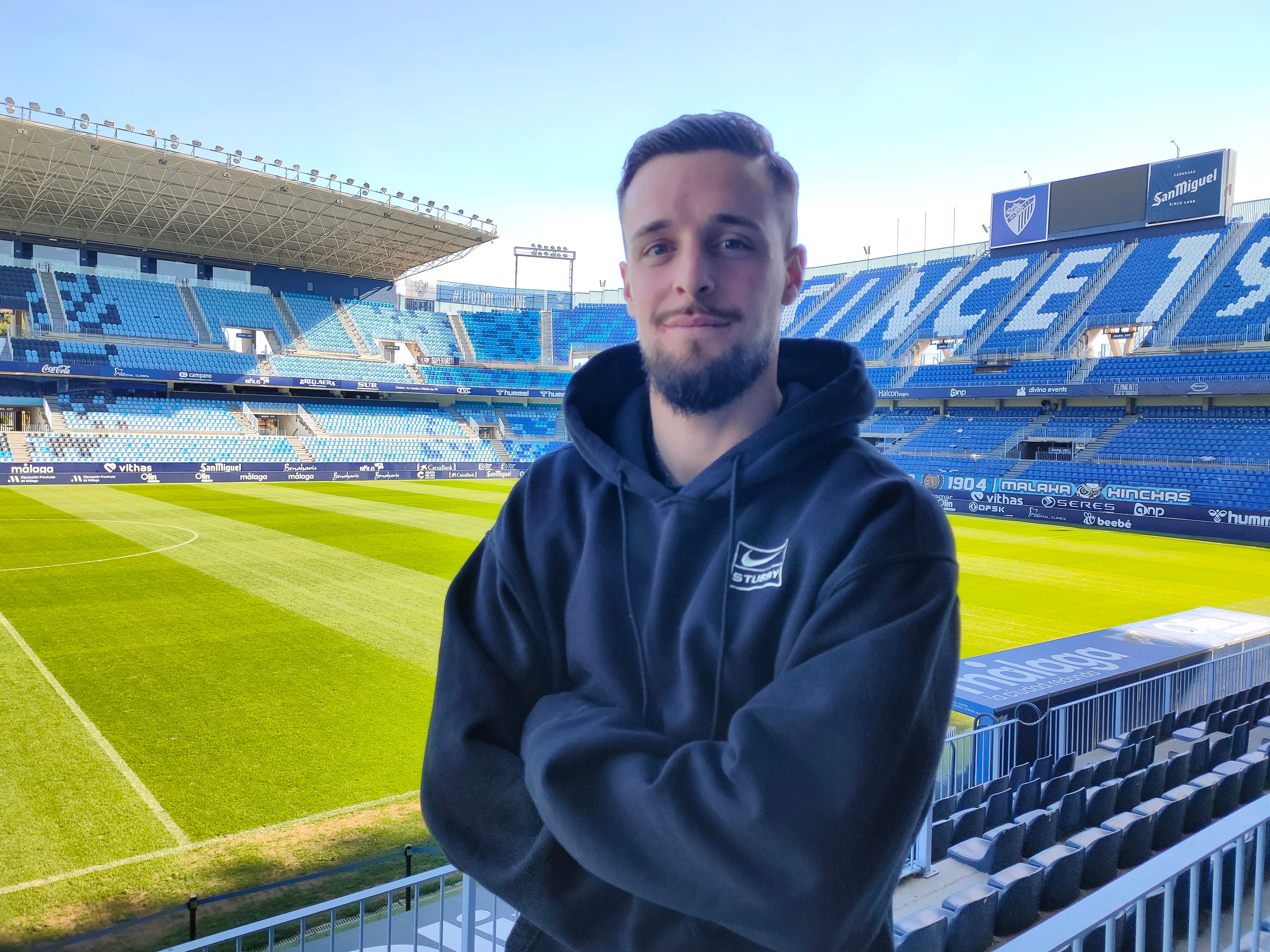  Genaro, en la entrevista con ElDesmarque en La Rosaleda. (A.F.L.)