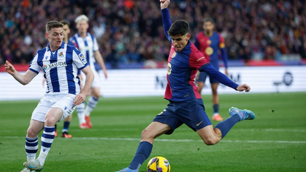 Gerard Martín durante el partido ante la Real Sociedad (Fuente: Cordon Press)