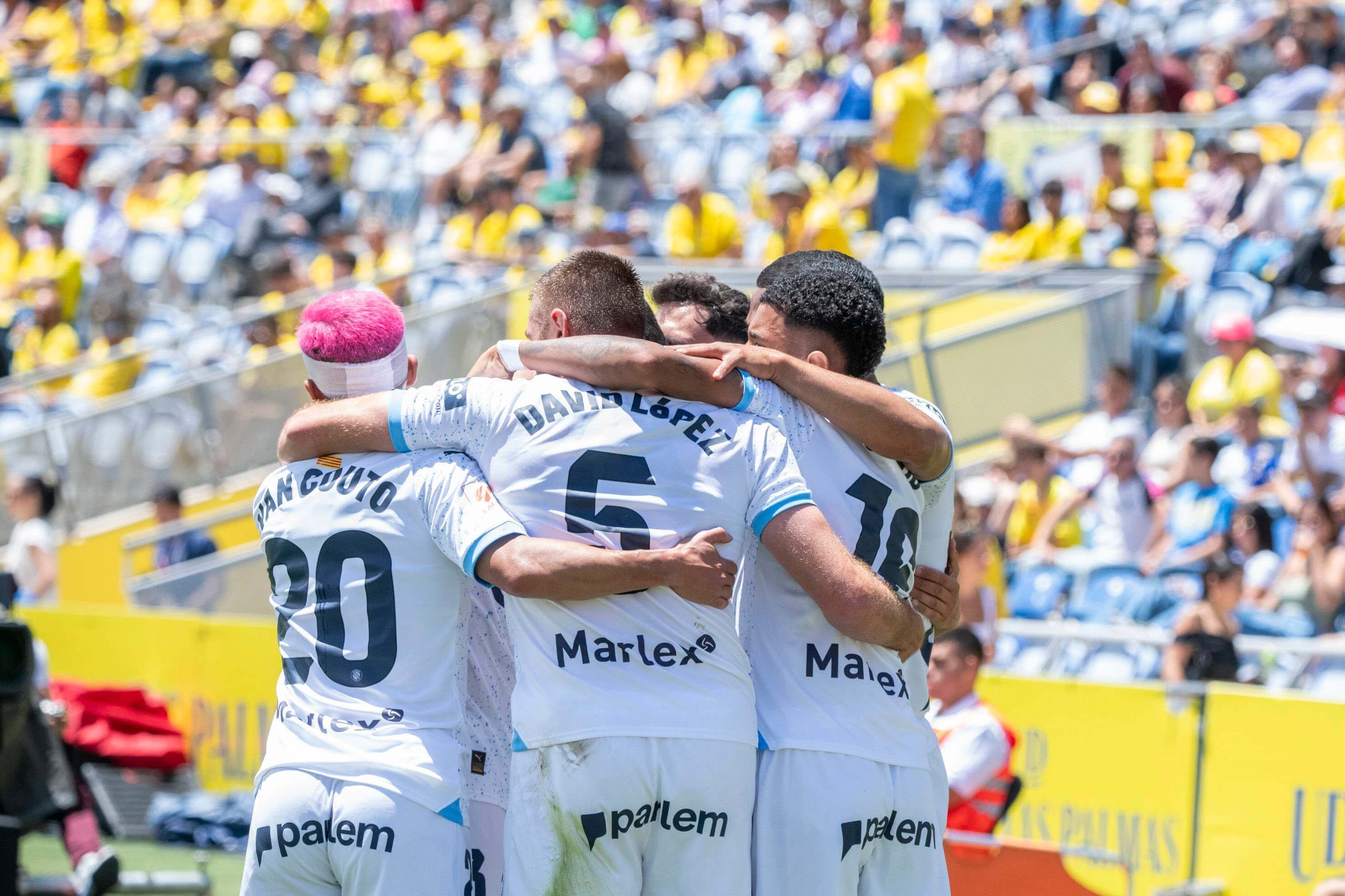  Los jugadores del Girona celebran la victoria en Las Palmas.