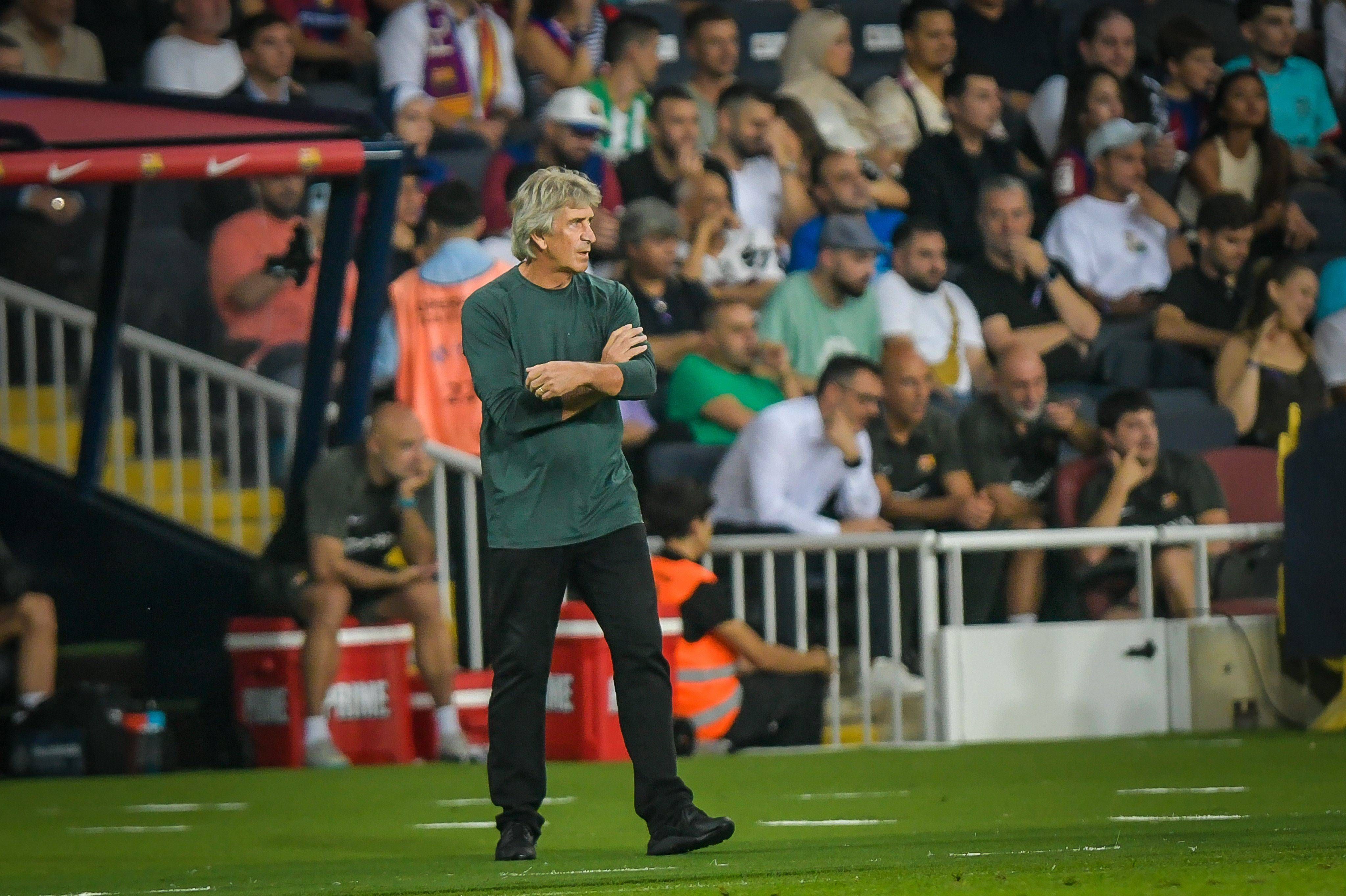 Manuel Pellegrini, en el estadio de Montjuic.