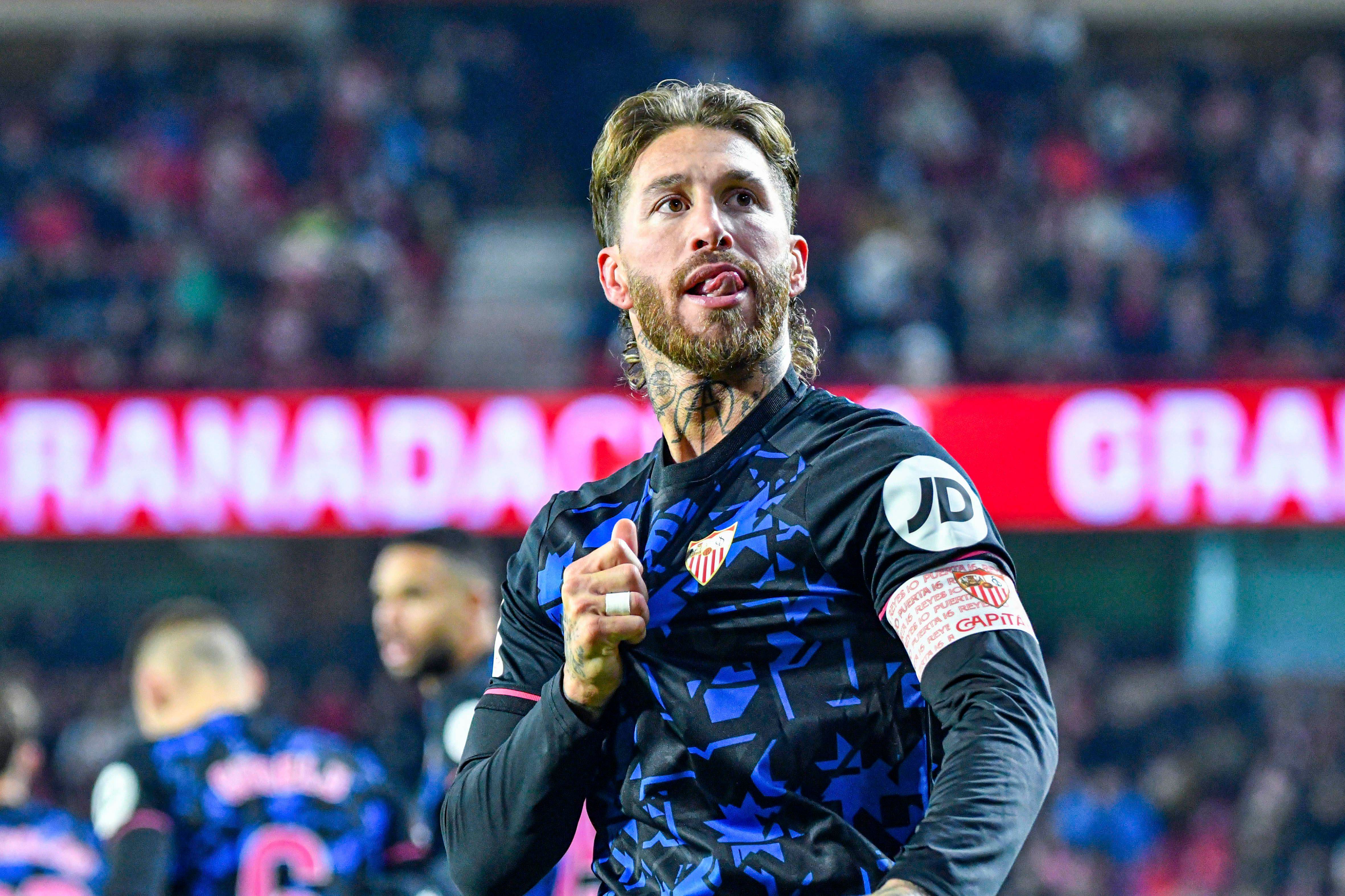  Sergio Ramos celebra su gol en Granada.
