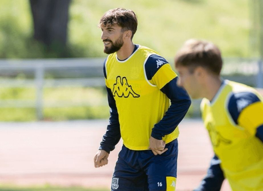 Javi Pérez, durante un entrenamiento con el Alcorcón.