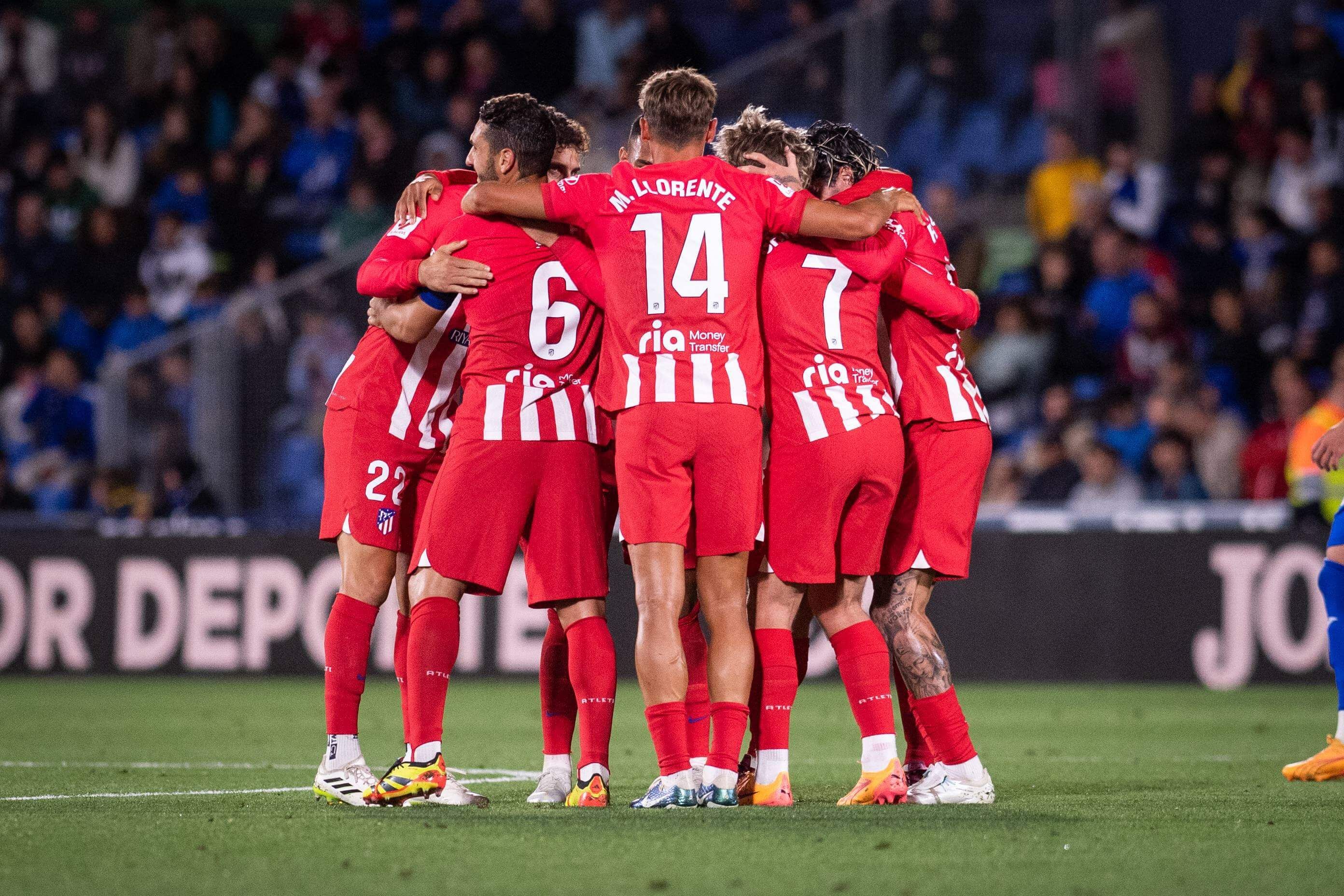 Los jugadores del Atlético celebrando la victoria ante el Getafe.