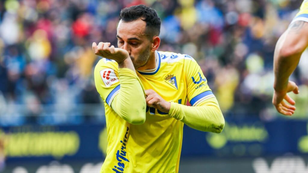  Juanmi celebrando el gol ante el Atlético de Madrid