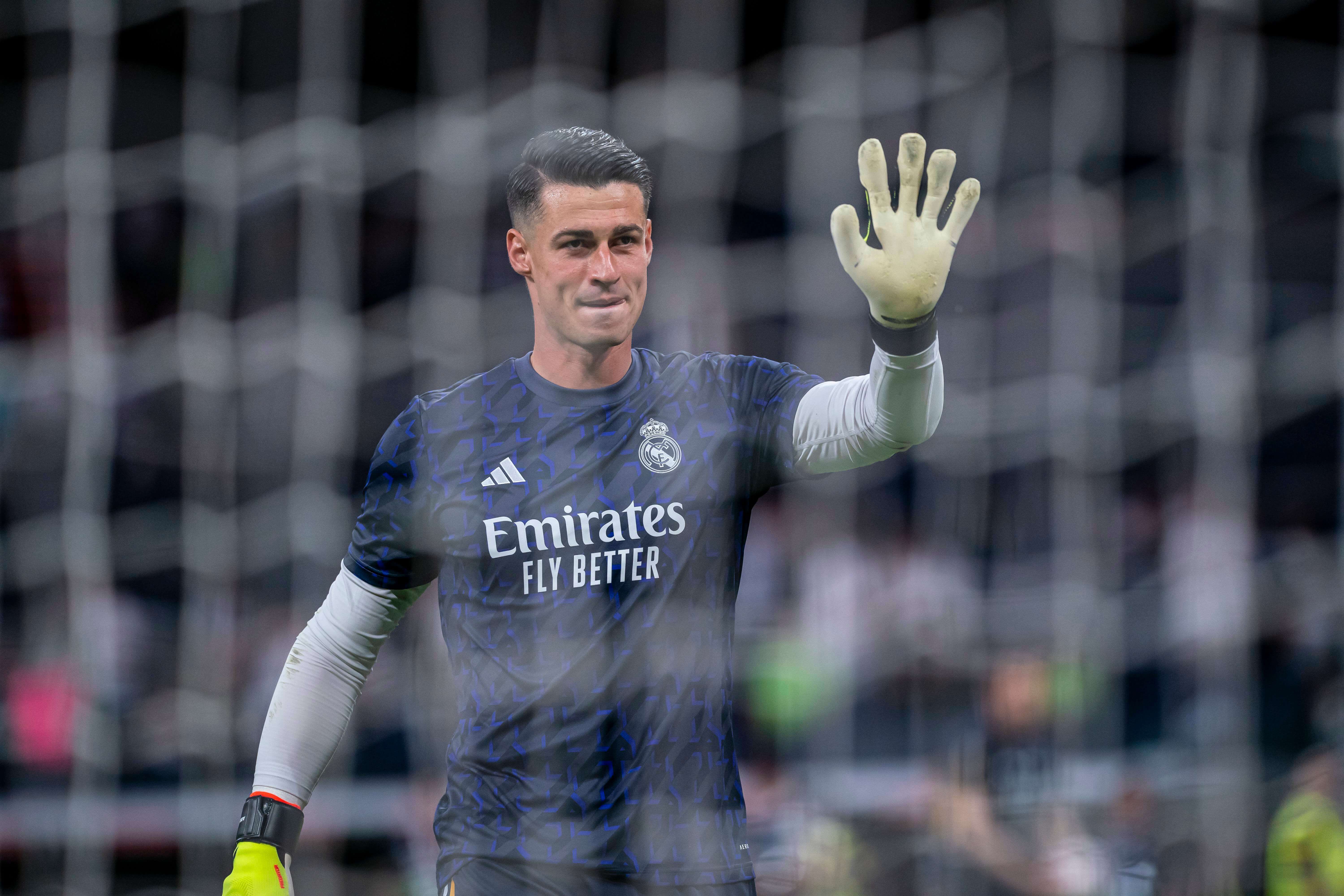 Kepa Arrizabalaga, en el calentamiento del Real Madrid-Betis.