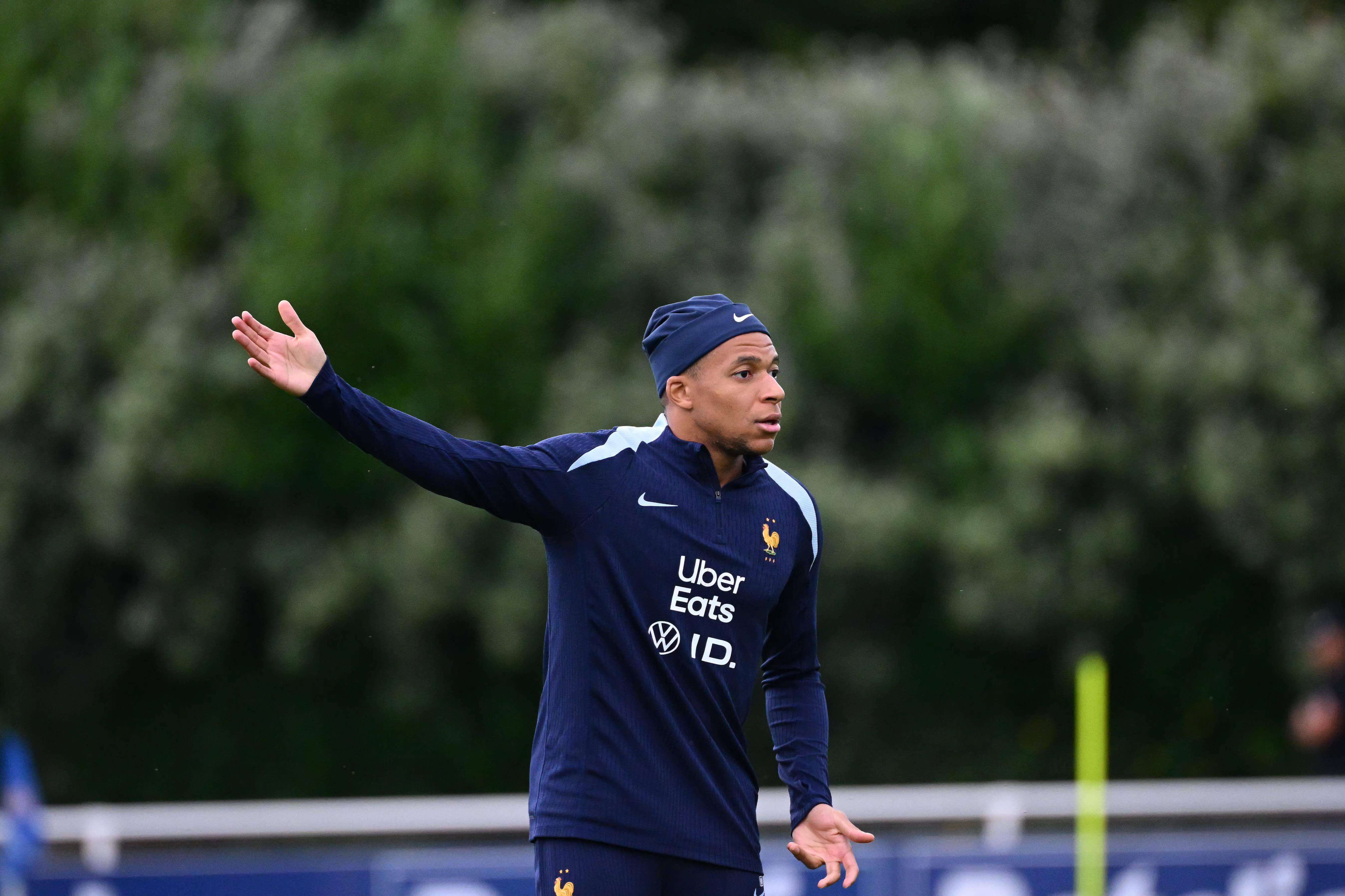 Kylian Mbappé, en un entrenamiento con Francia.