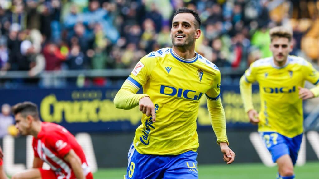  La celebración de Juanmi con el Cádiz ante el Atlético de Madrid