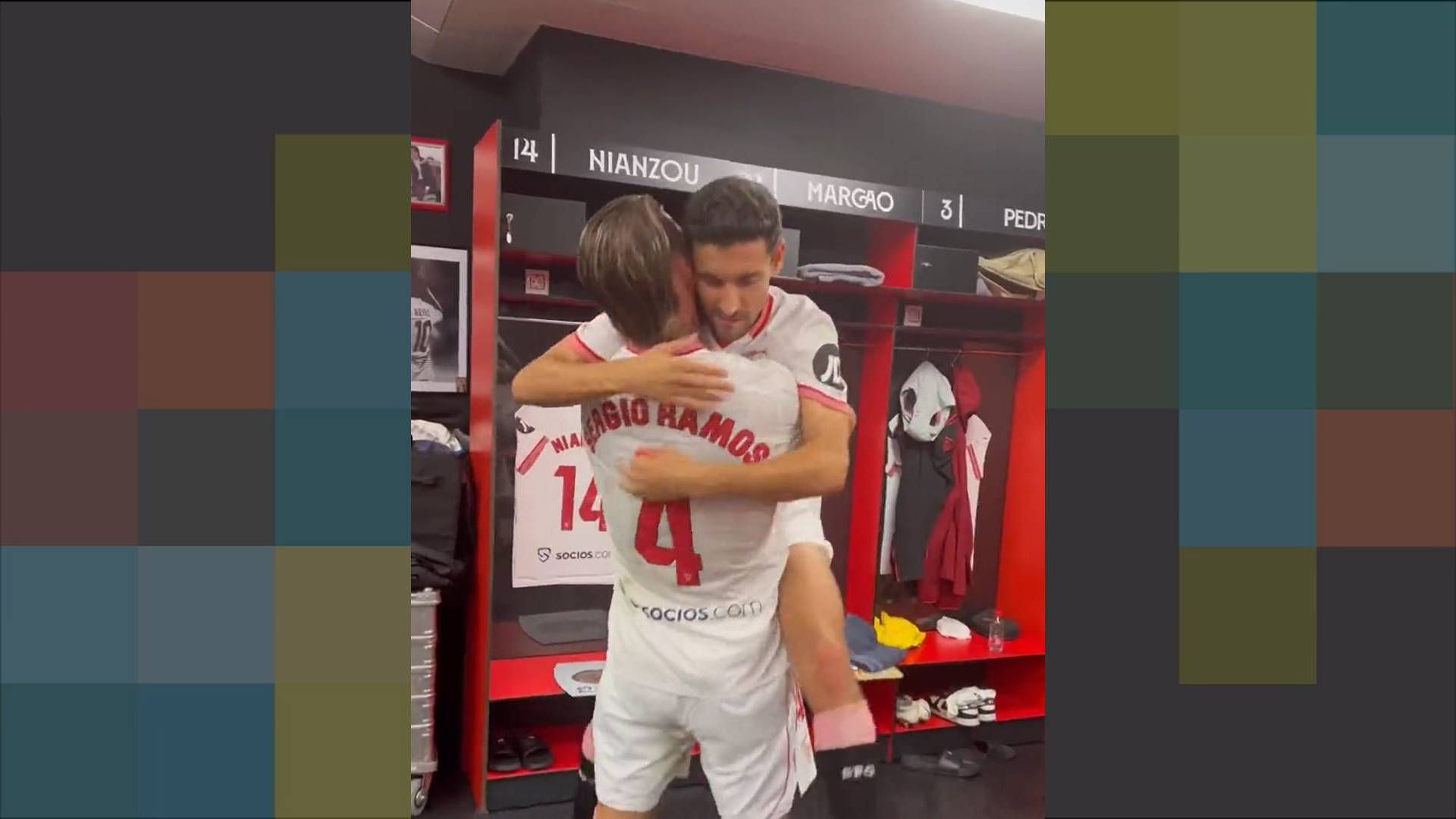 La celebración de Sergio Ramos en el vestuario