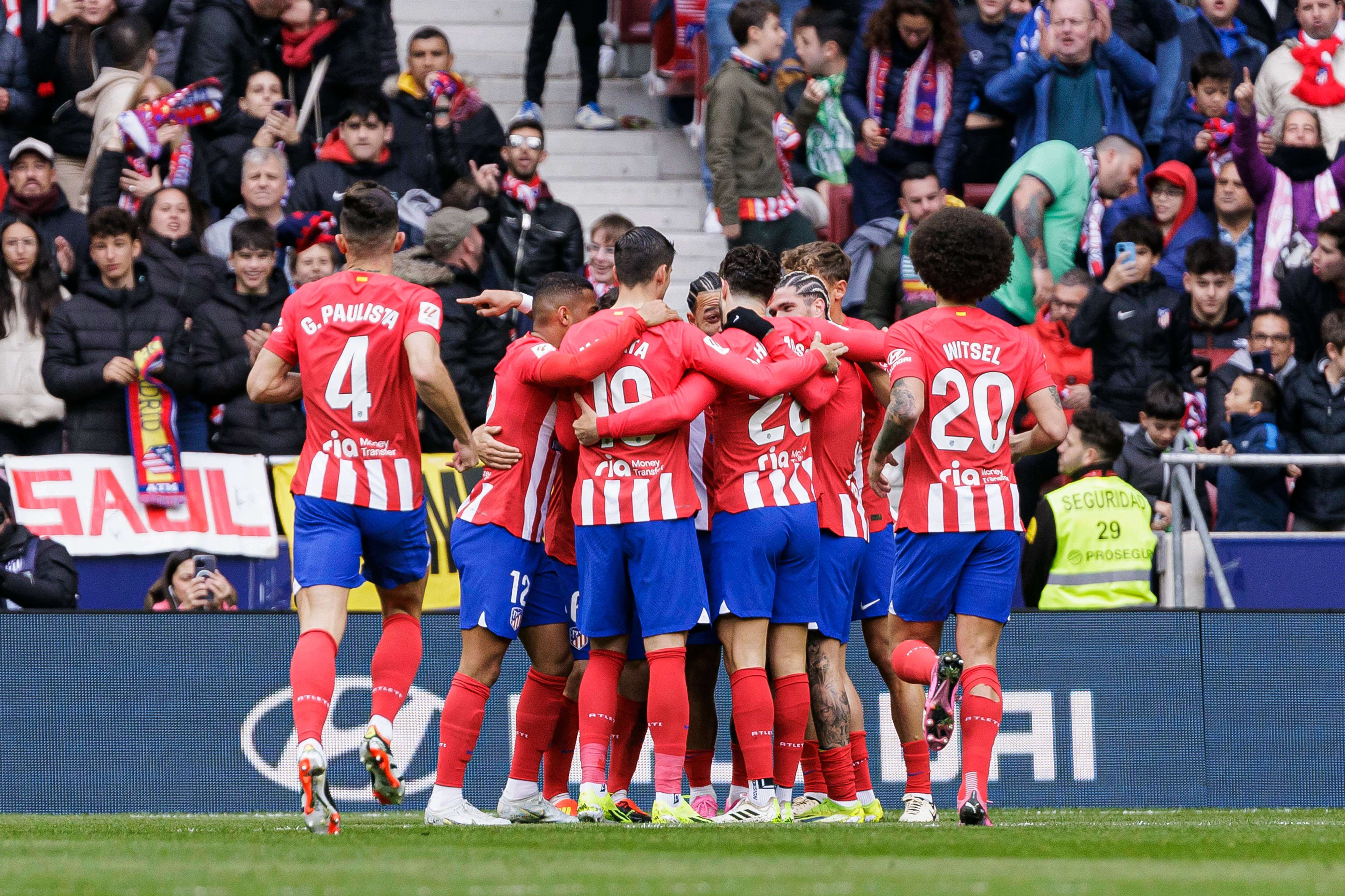  Los jugadores del Atlético celebran un gol en el Cívitas Metropolitano.