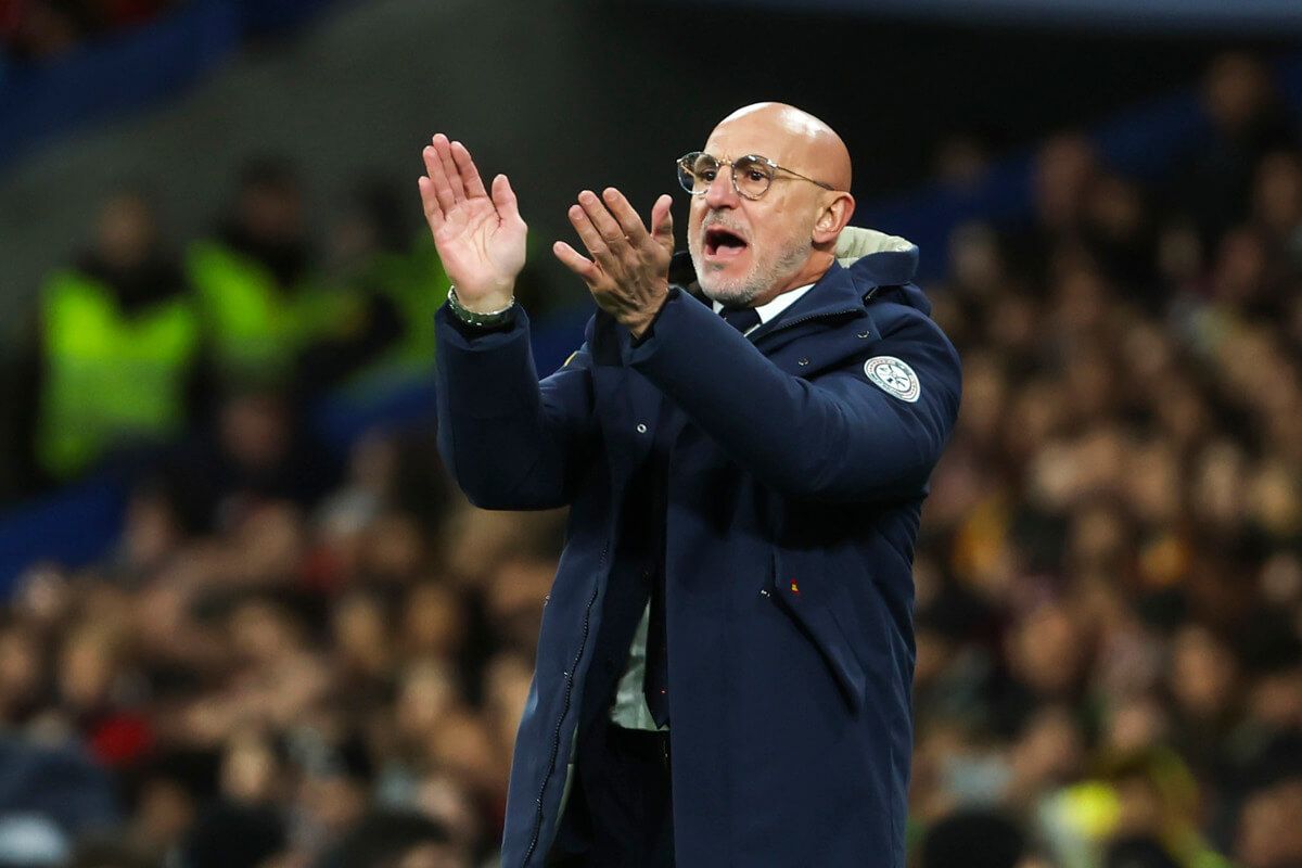  Luis de la Fuente, durante el España-Brasil.