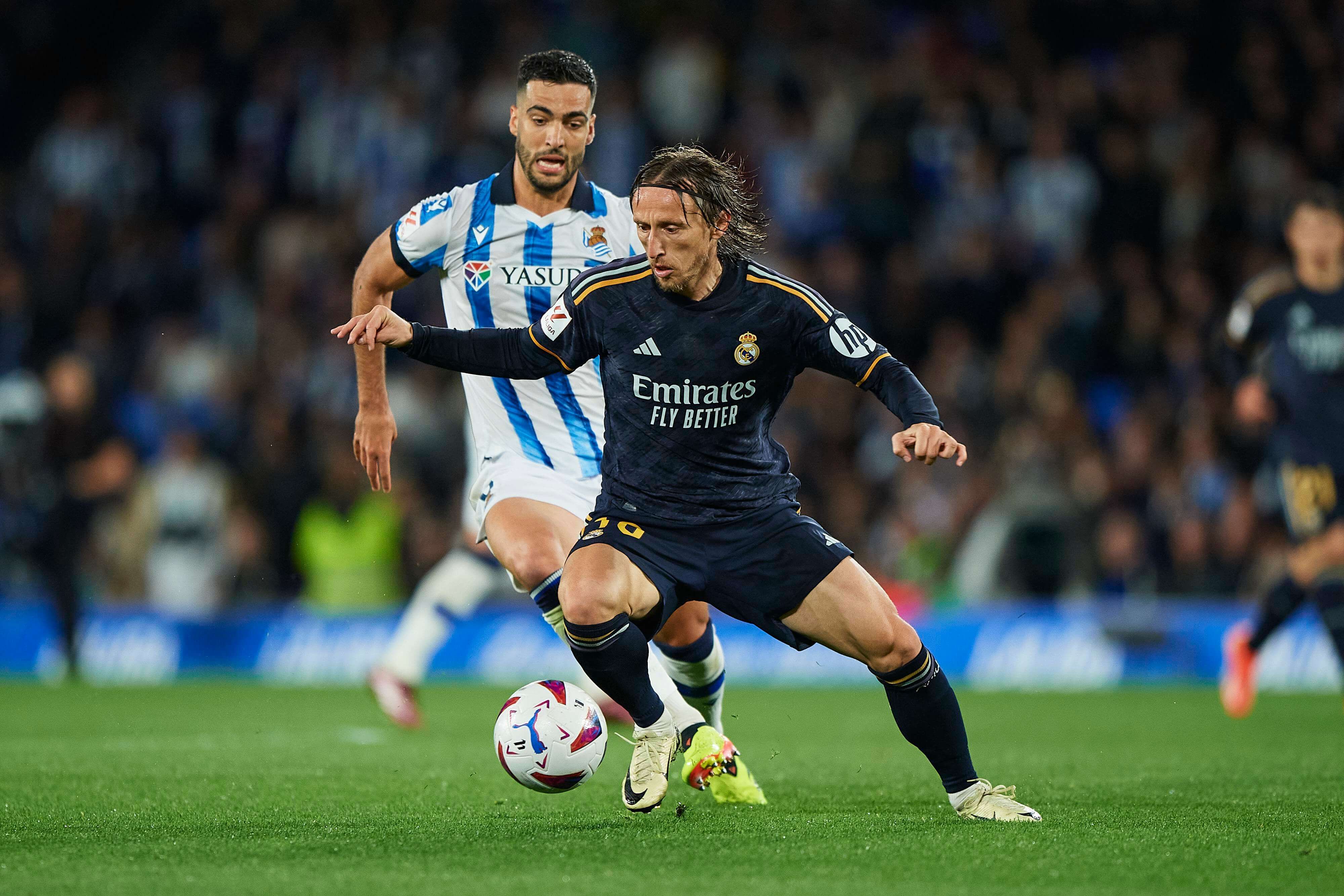 Luka Modric, durante el partido entre la Real Sociedad y el Real Madrid (foto: Cordon Press).