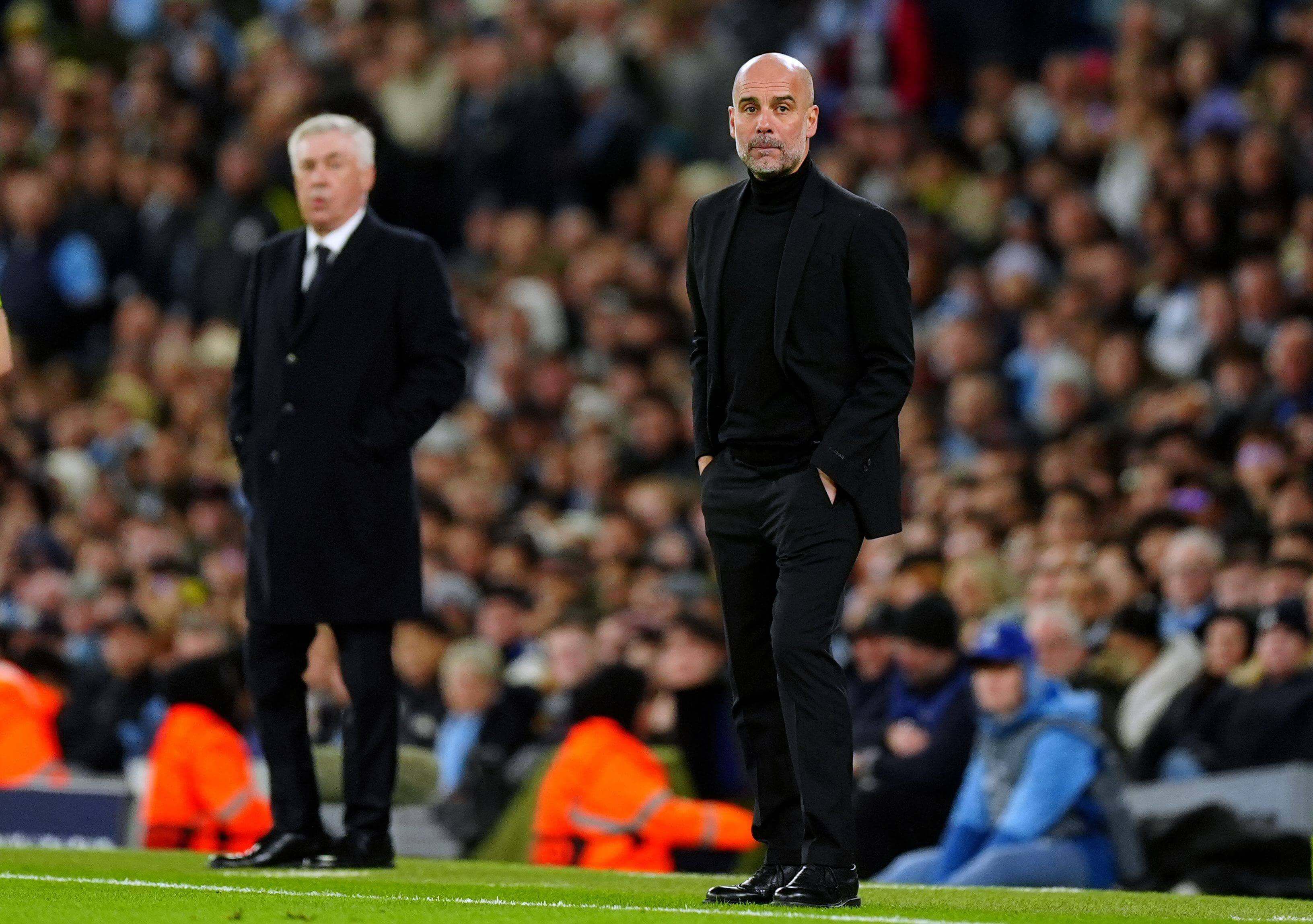 Pep Guardiola, en el City-Real Madrid.